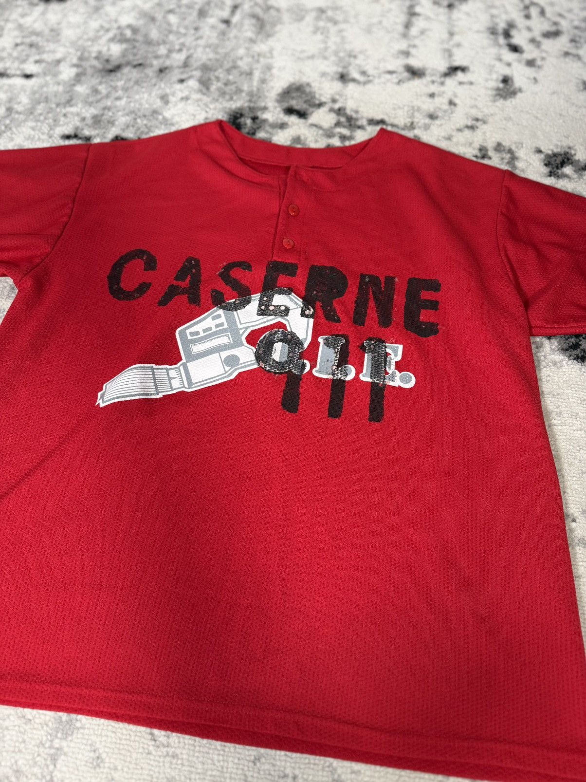 Vintage Vintage Caserne 911 Red Jersey Size US XL / EU 56 / 4 - 3 Thumbnail