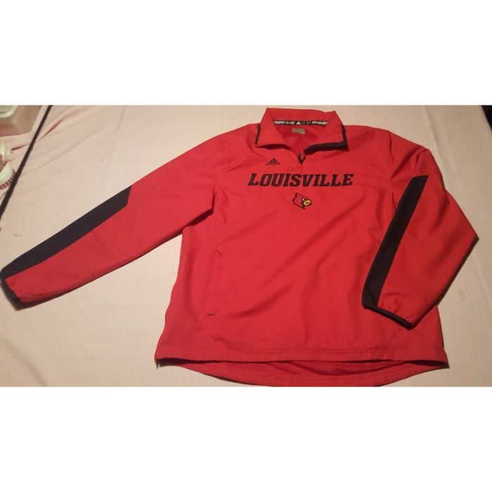 Adidas NCAA Men's Louisville Cardinals Quarter Zip Pullover Jacket, Black