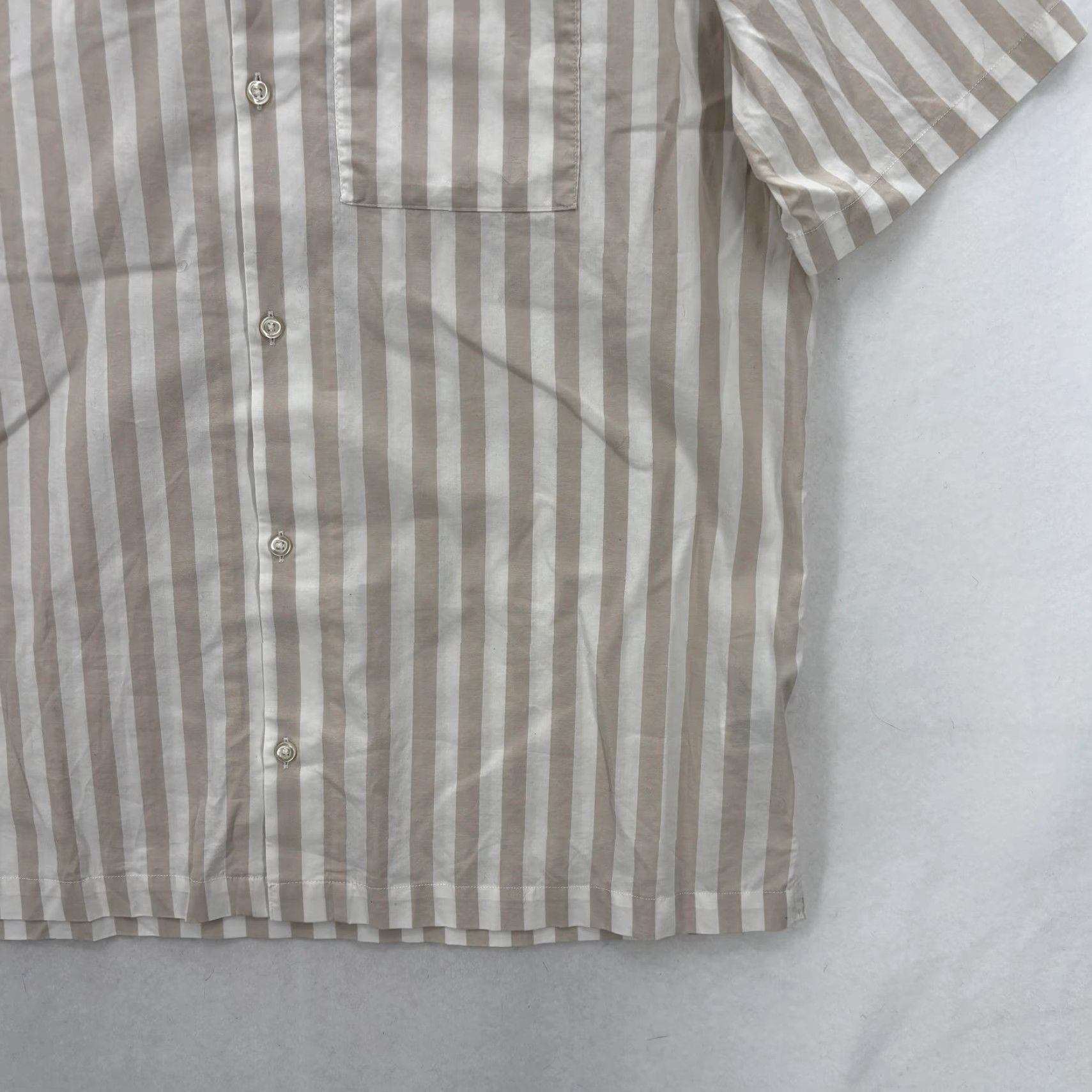 Gap Gap Shirt Mens Large Beige Khaki Stripe Short Sleeve Button-Up Poplin Stretch Size US L / EU 52-54 / 3 - 3 Thumbnail