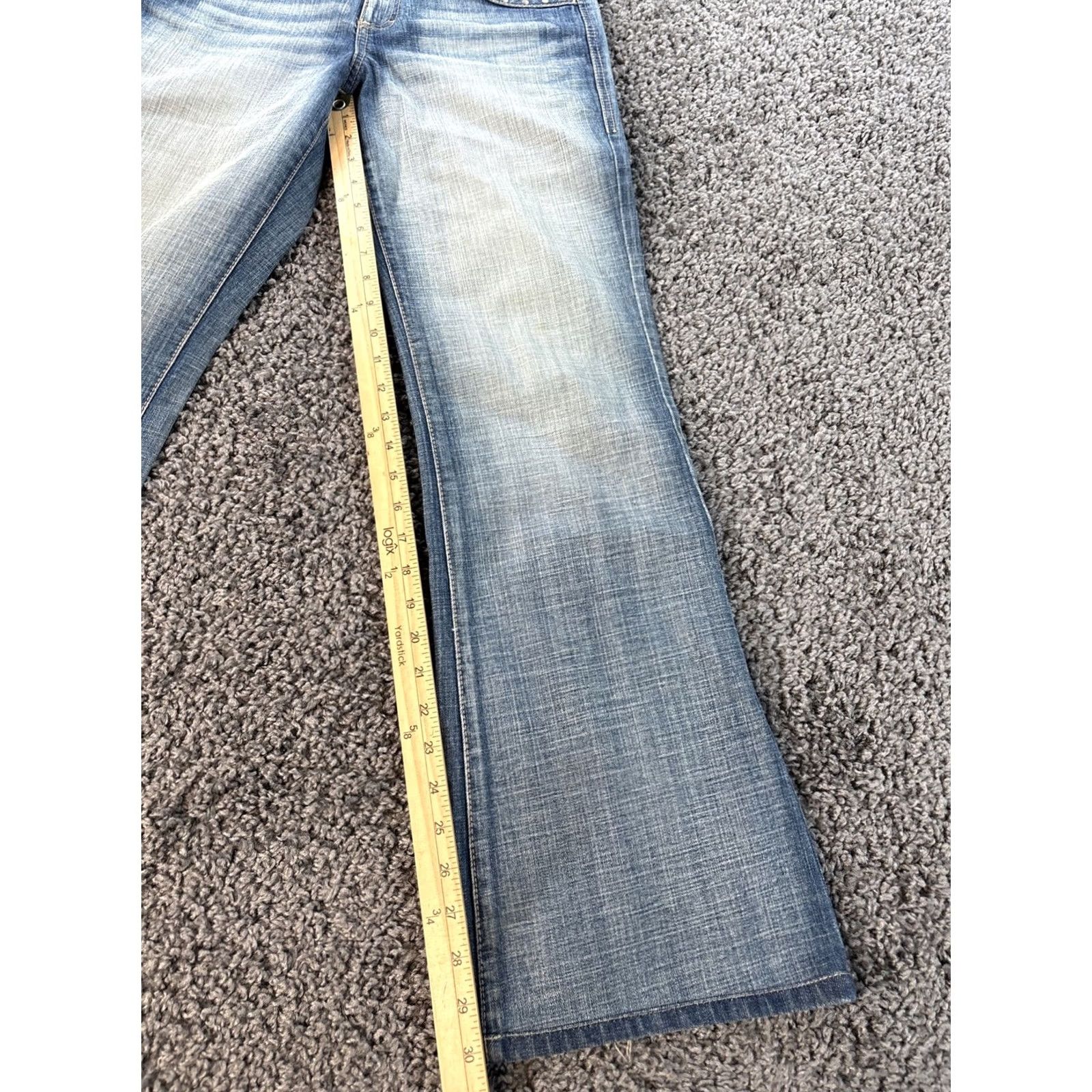Esprit VINTAGE Esprit Bootcut Pants 30x30 Blue Low Rise Grunge Light Wash Studded Moto 90s Womens Pants Size 30" / US 8 / IT 44 - 2 Thumbnail