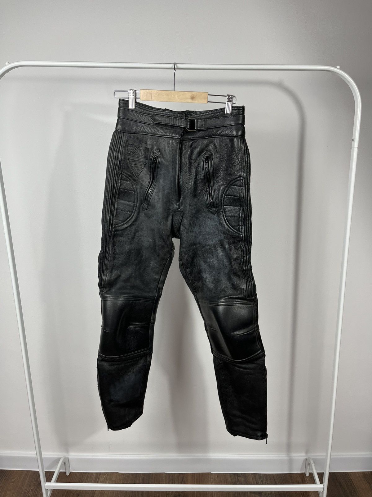 Leather Black Leather Motorcycle Pants Biker Riding Moto Pants Size US 28 / EU 44 - 1 Thumbnail