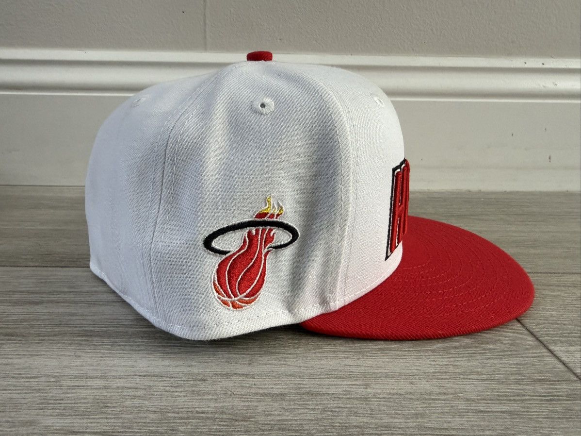 New Era Miami Heat New Era HWC Hardwood Classic White Fitted 7 3/8 Size ONE SIZE - 2 Thumbnail