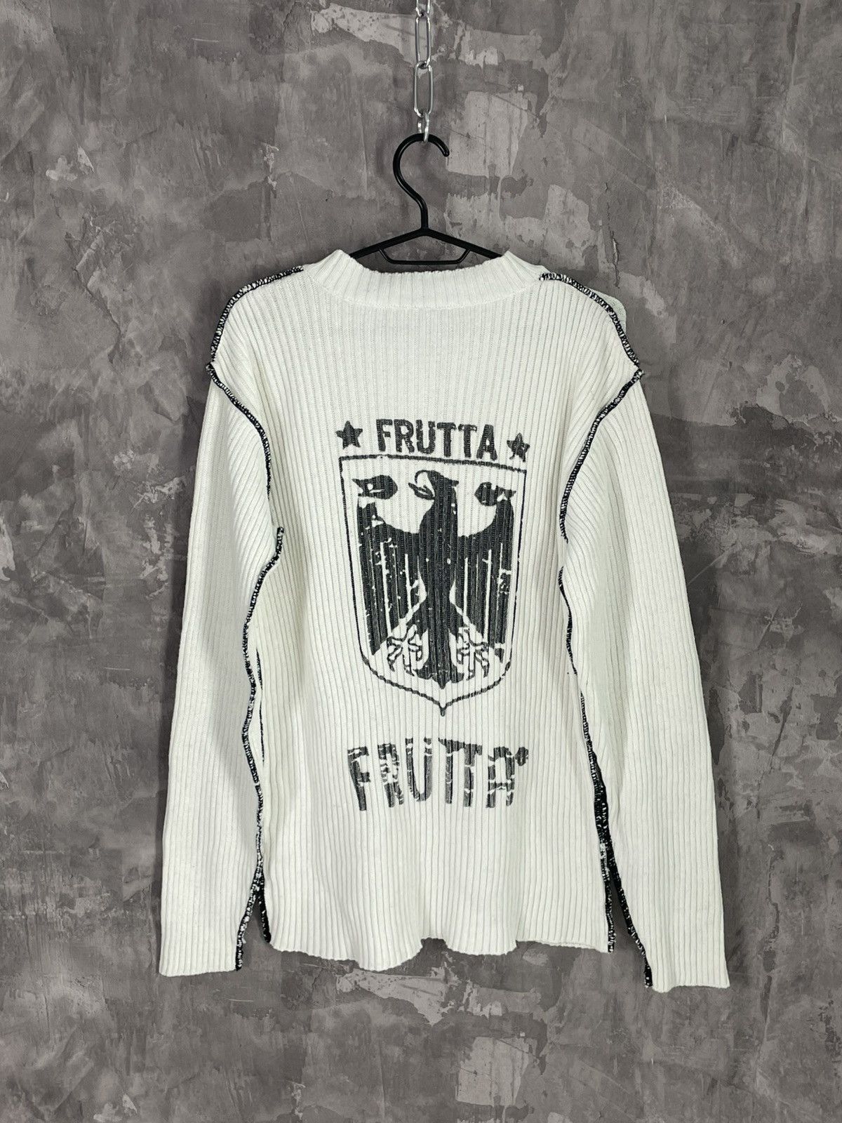 Diesel × If Six Was Nine × Le Grande Bleu (L.G.B.) 00s Japan Painted Knit Ribbed Sweater Maison Margiela Style Size M / US 6-8 / IT 42-44 - 1 Thumbnail