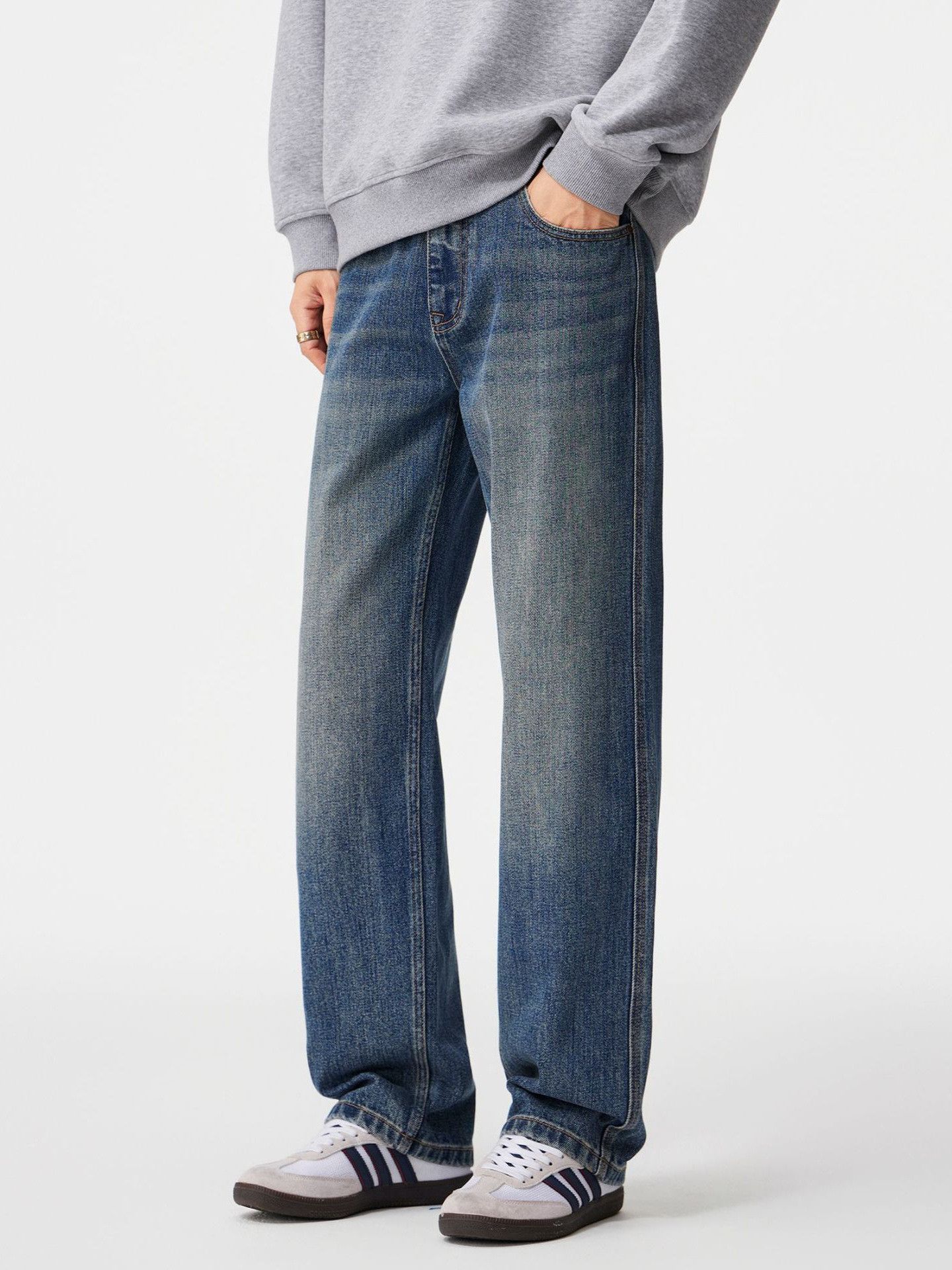 Japanese Brand Men's Blue Wide-Leg Retro Loose Casual Straight Leg Jeans Size US 32 / EU 48 - 1 Thumbnail