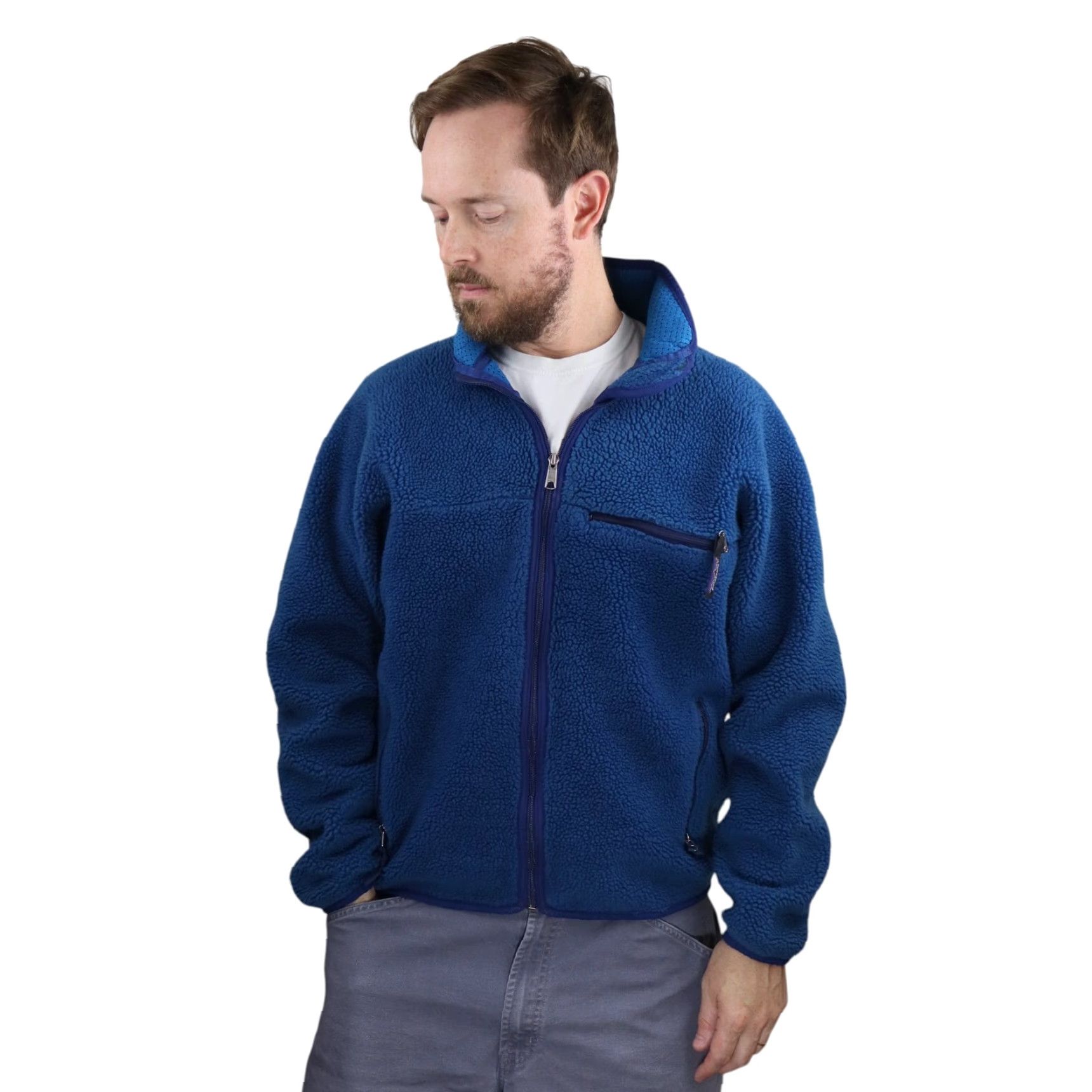 Patagonia VINTAGE Patagonia Retro-X Deep Pile Fleece Jacket Mens L Blue 90s Coat Size US L / EU 52-54 / 3 - 2 Thumbnail