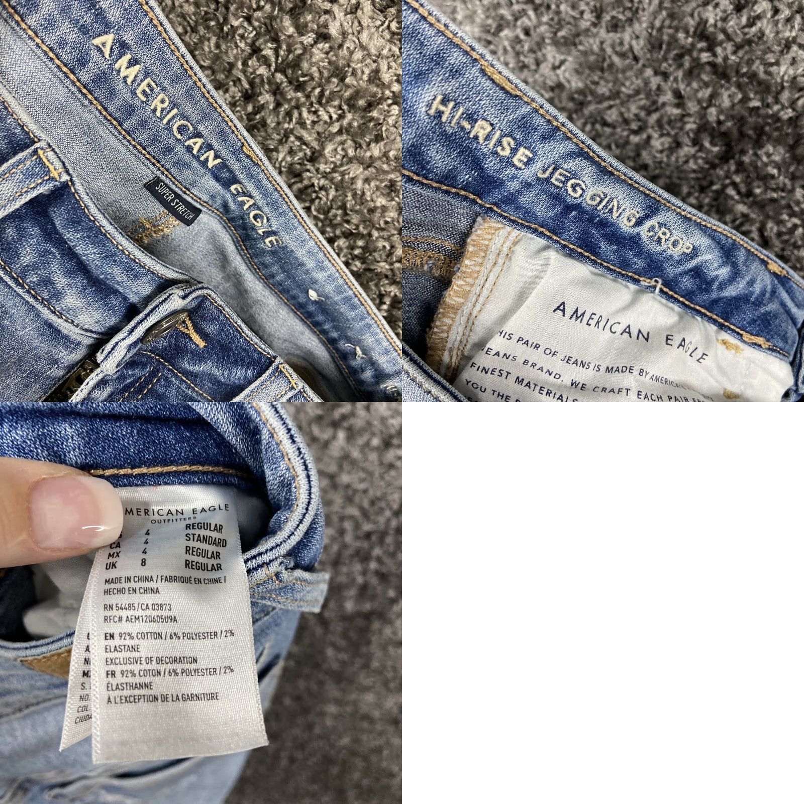 American Eagle Outfitters American Eagle Jeans Women’s Hi-Rise Super Stretch Begging Crop Distress Blue 4 Size 27" / US 4 / IT 40 - 9 Thumbnail