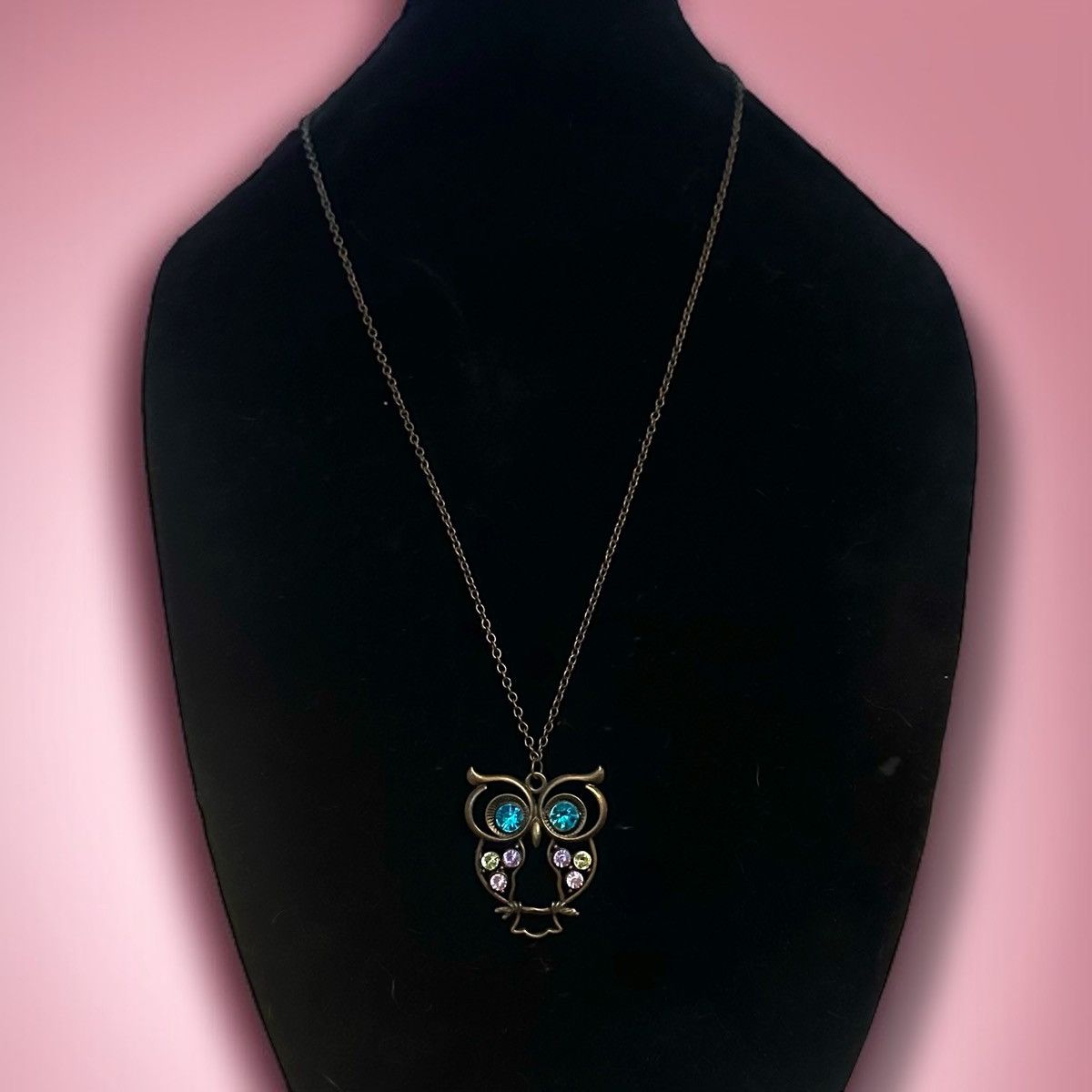 Other Bronze tone multicolor rhinestone owl pendant necklace Size ONE SIZE - 1 Thumbnail