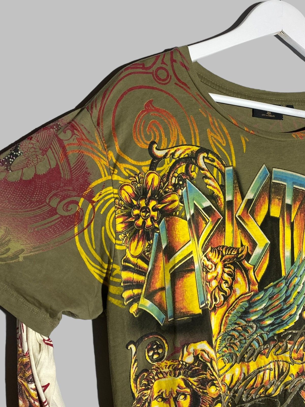 Christian Audigier 🔥 Y2K CHRISTIAN AUDIGIER LAYERED TATTOO DRAGON FLAME PRINT Size US XL / EU 56 / 4 - 5 Thumbnail