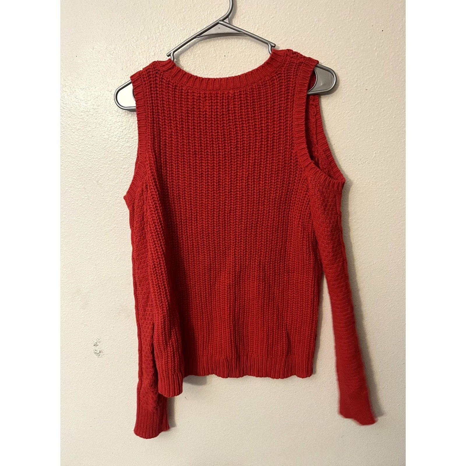 Aeropostale Aeropostale Sweater Womens Medium Red Cotton Cold Shoulder Raglan Sleeve Winter Size M / US 6-8 / IT 42-44 - 2 Thumbnail