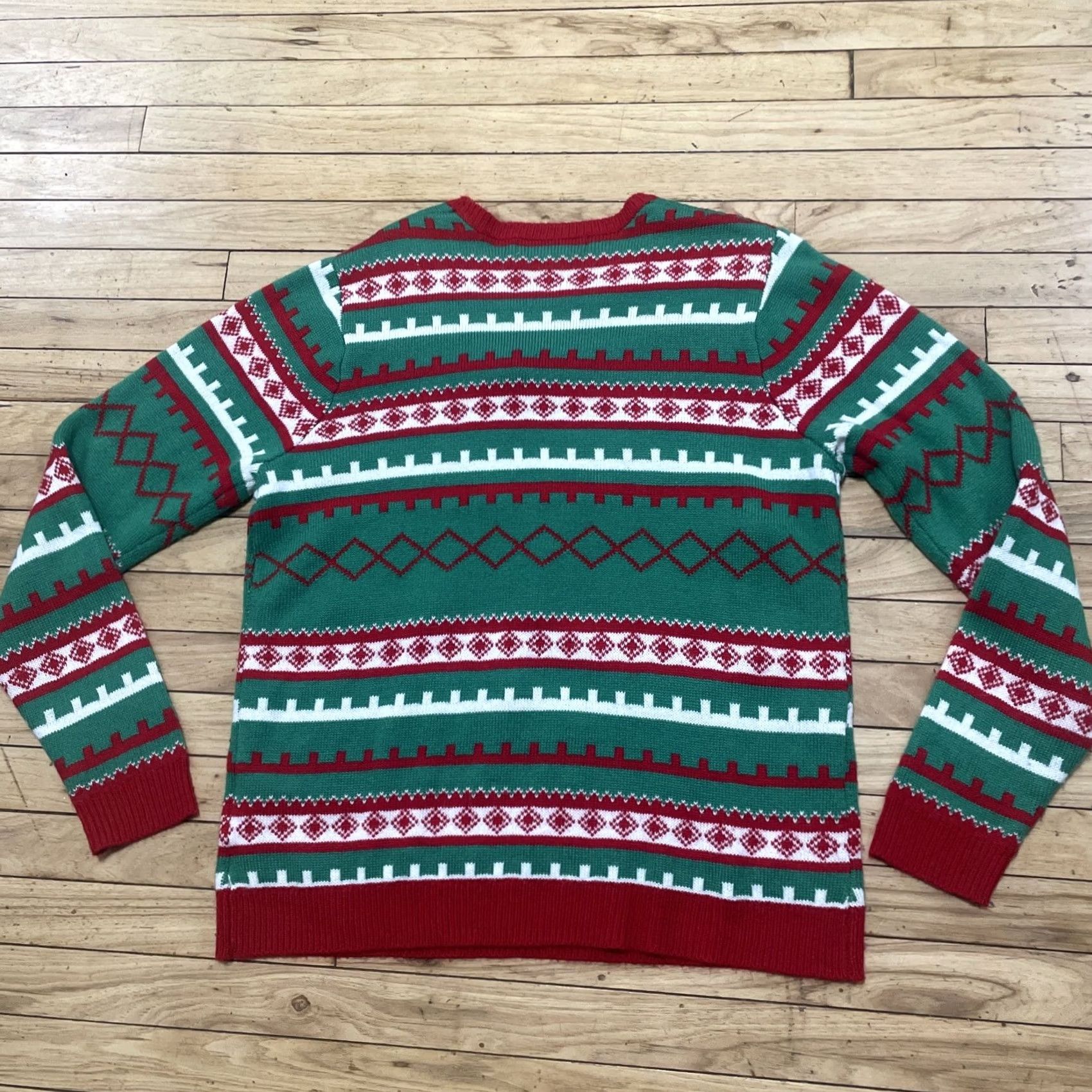 Vintage Jolly Sweaters Cat Christmas Sweater Men XL Red Green 3D Art Ugly Sweater Size US XL / EU 56 / 4 - 2 Thumbnail