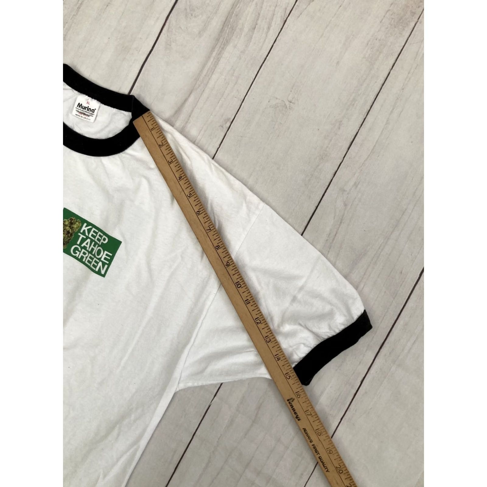 Vintage VINTAGE 90s Keep Tahoe Green Marijuana Weed Ringer Made In USA T-Shirt XL Shirt Mens Green Size US XL / EU 56 / 4 - 8 Thumbnail