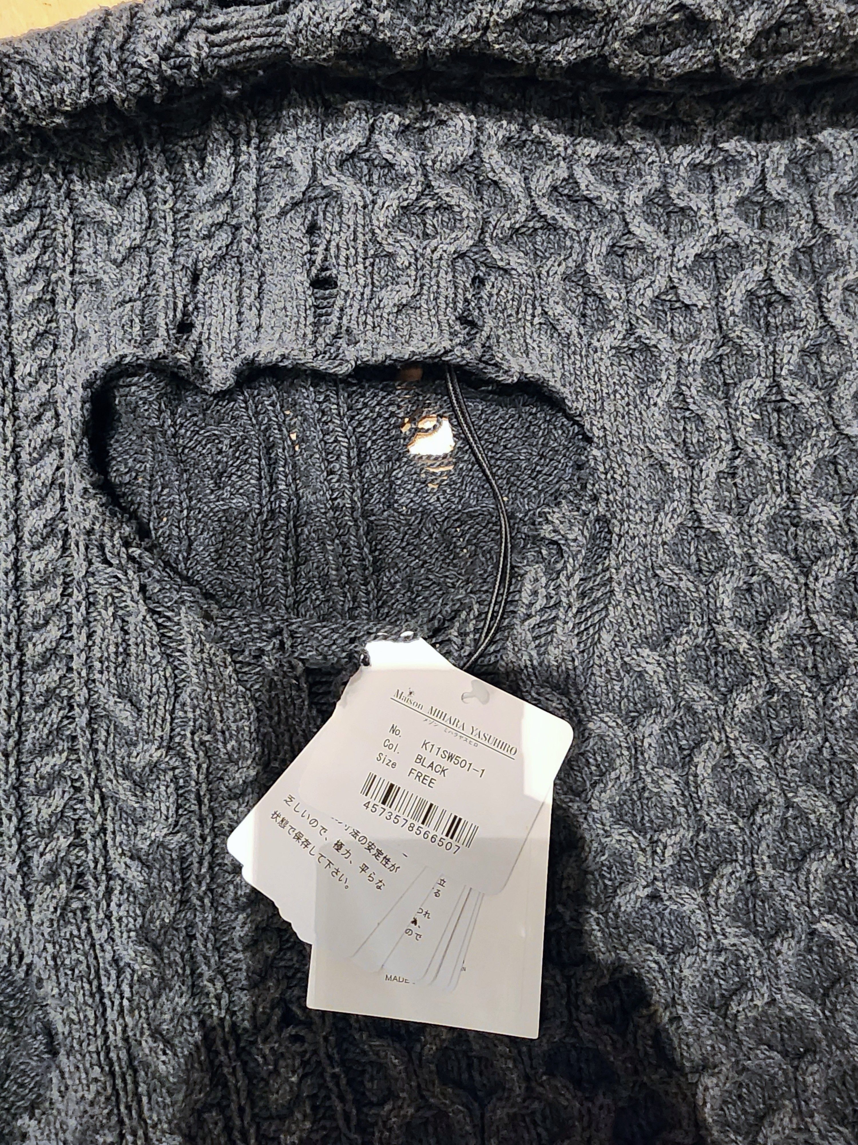 Maison MIHARA YASUHIRO MIHARA YASUHIRO OVER DYED DISTRESSED KNIT CABLE CARDIGAN Size US L / EU 52-54 / 3 - 6 Thumbnail