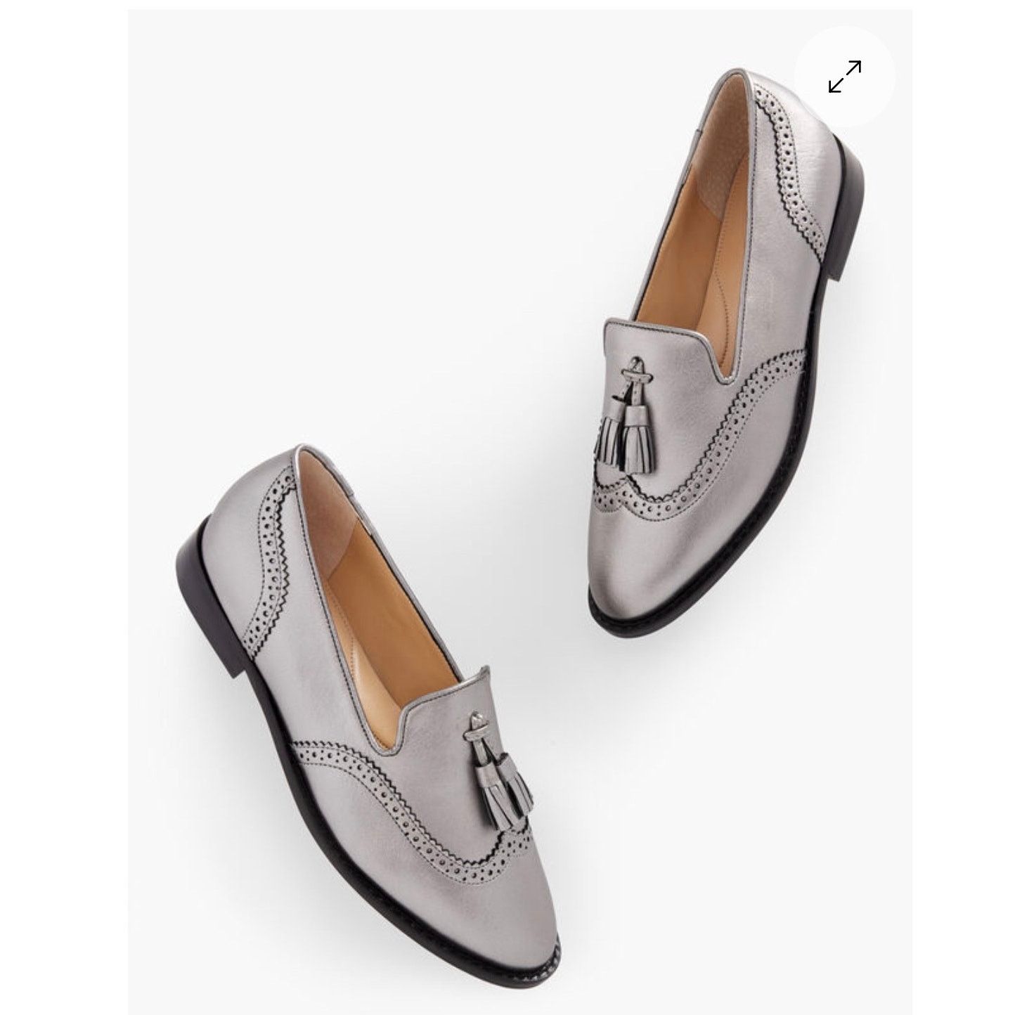 Talbots NIB Talbots Leighton Brogue Nappa Leather Metallic Loafers,6 Size US 6 / IT 36 - 1 Thumbnail
