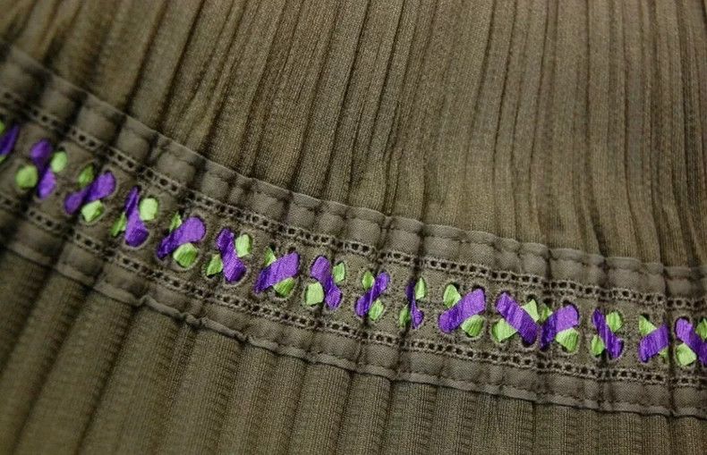 Issey Miyake issey miyake size：4 Green wide-leg trousers with pickles 25 Size 22" - 5 Thumbnail
