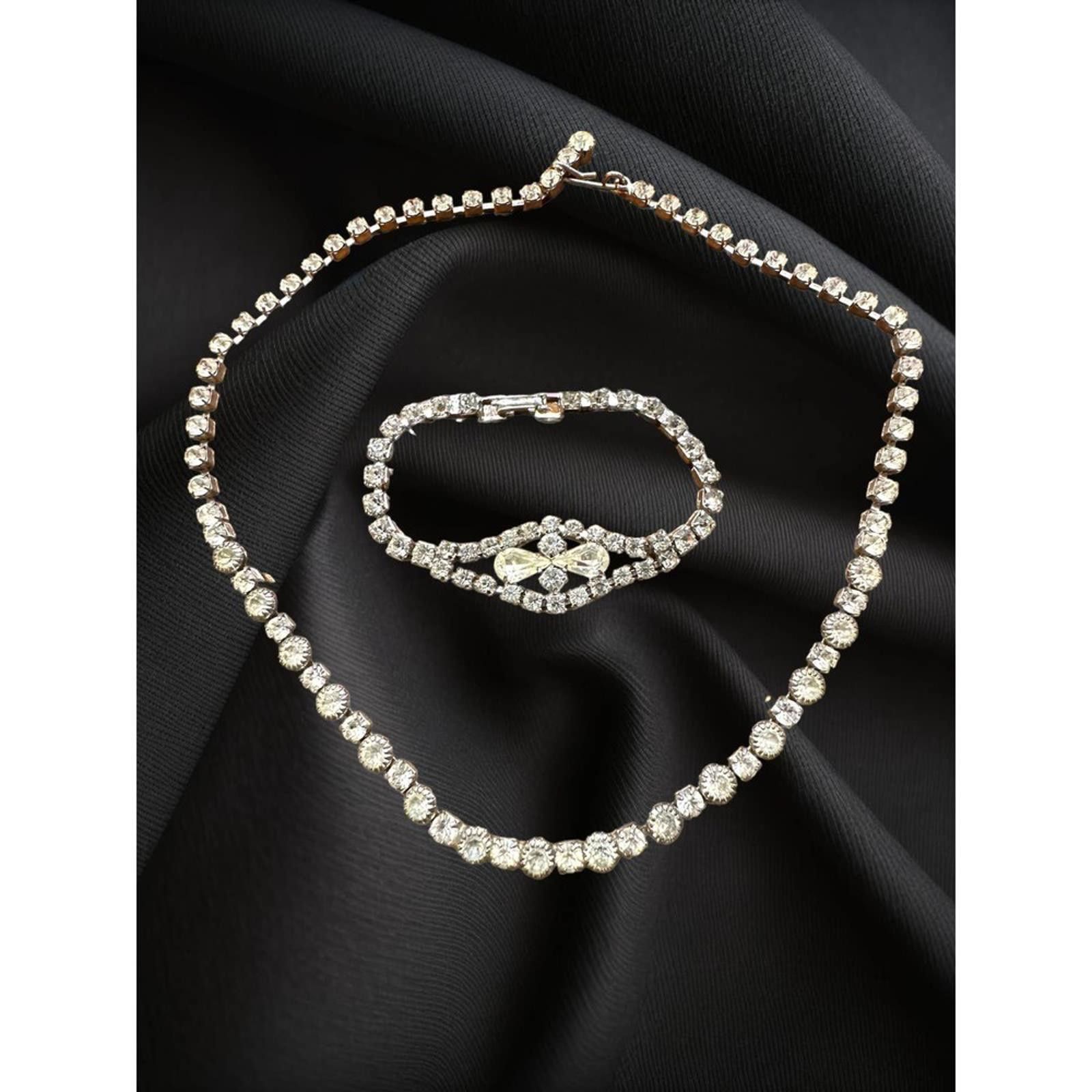 Vintage Vintage Rhinestone Necklace and Bracelet Set Size ONE SIZE - 10 Thumbnail