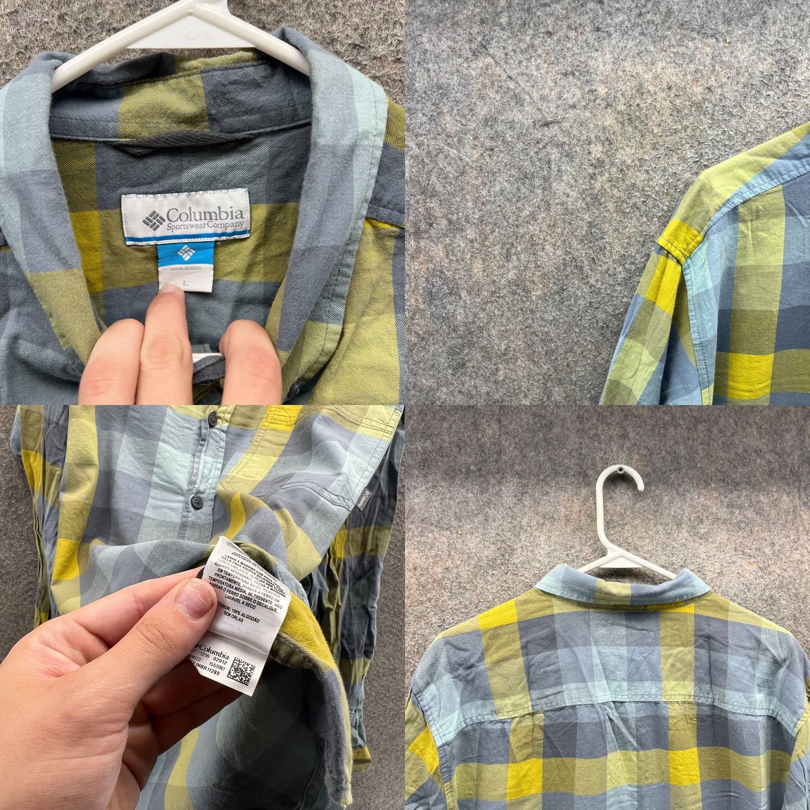 Vintage Columbia Shirt Mens Large Gray Yellow Button Down Buffalo Plaid Cotton Outdoors Size US L / EU 52-54 / 3 - 8 Thumbnail