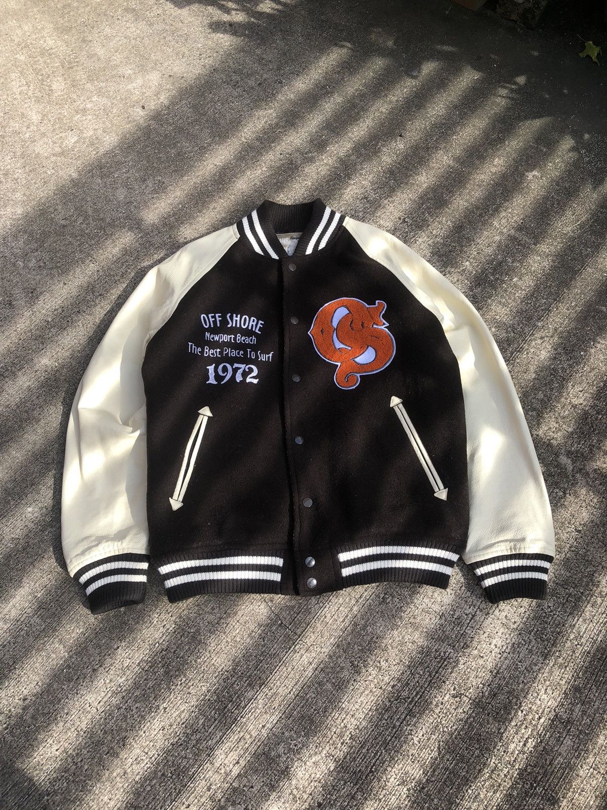 Japanese Brand × Vintage 🔥Accept Offer🔥Vintage Varsity Sleeve Leather Jacket Size US M / EU 48-50 / 2 - 1 Thumbnail