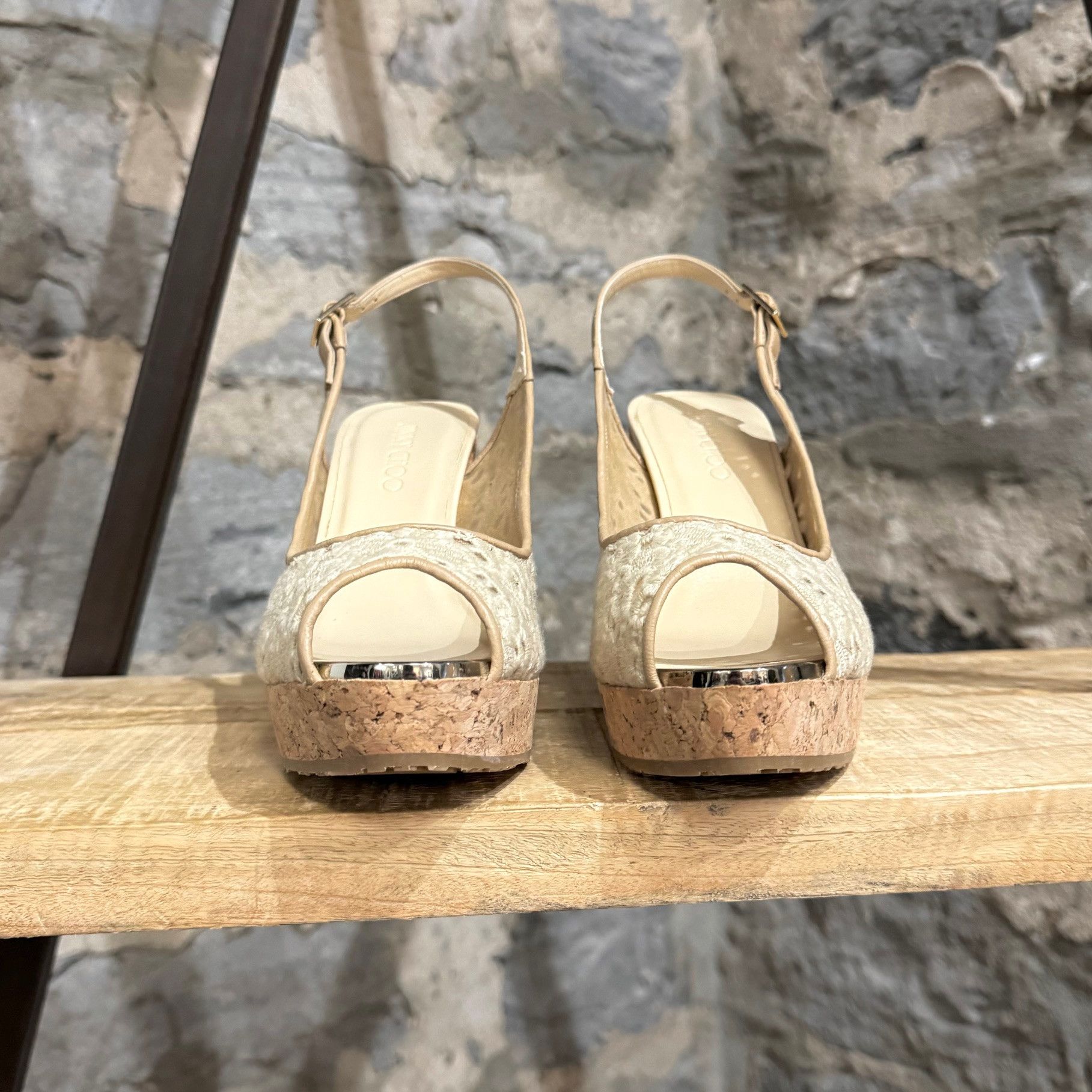 Jimmy Choo Jimmy Choo Prova Floral Embroidered Cork Wedge Sandals Size US 11 / IT 41 - 3 Thumbnail