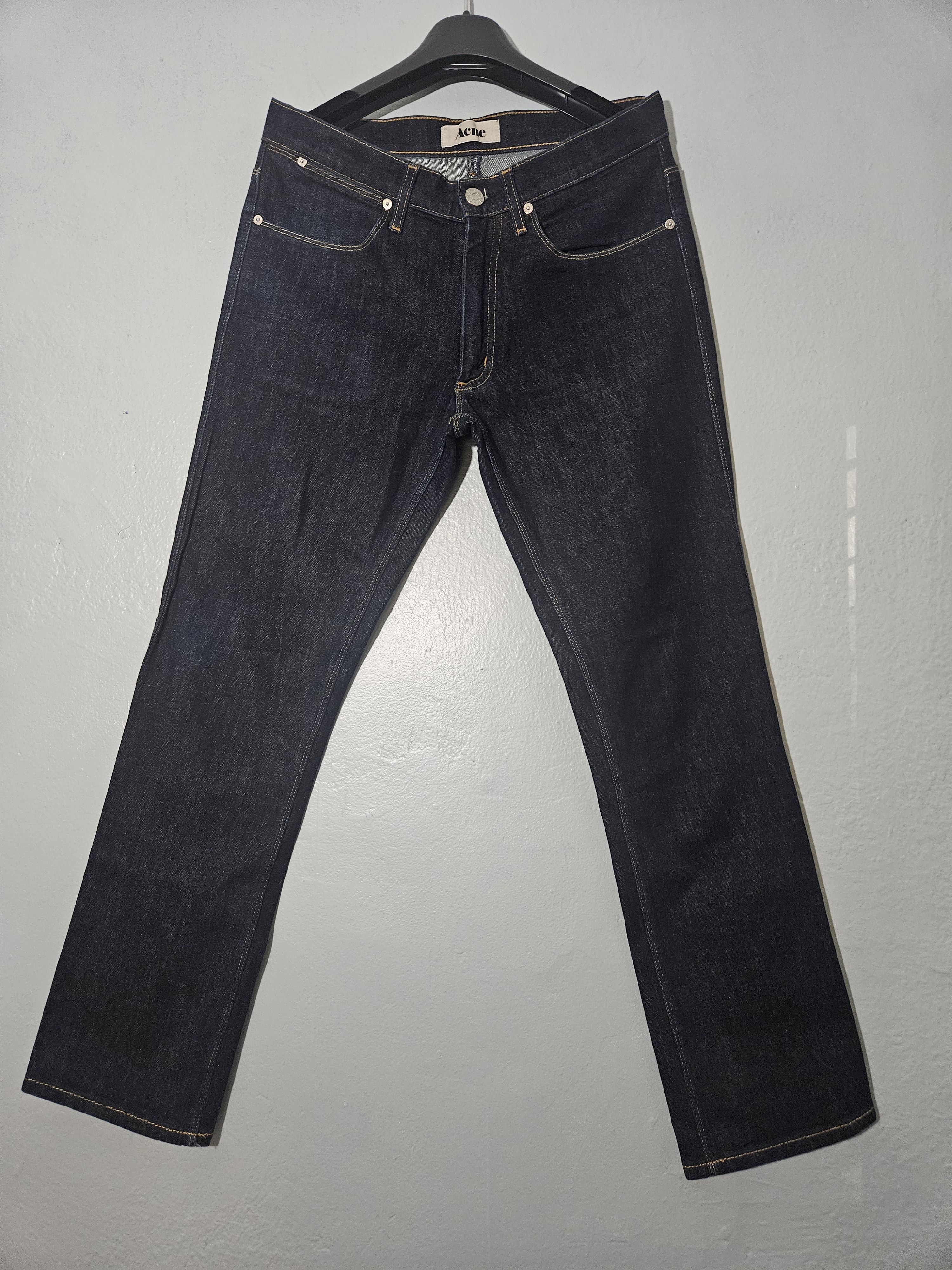 Acne Studios Max Soft Raw Leather Back Patch Blue Denim Jeans Size US 31 - 4 Thumbnail