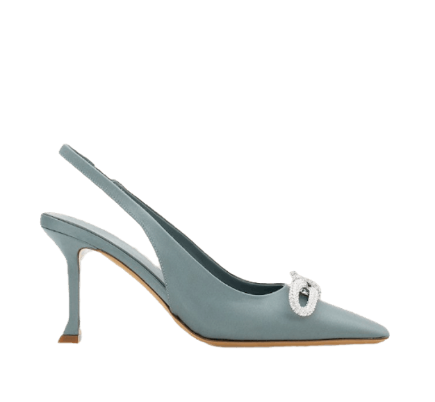 o1s1rm0924 Slingback Bow Pumps in Green