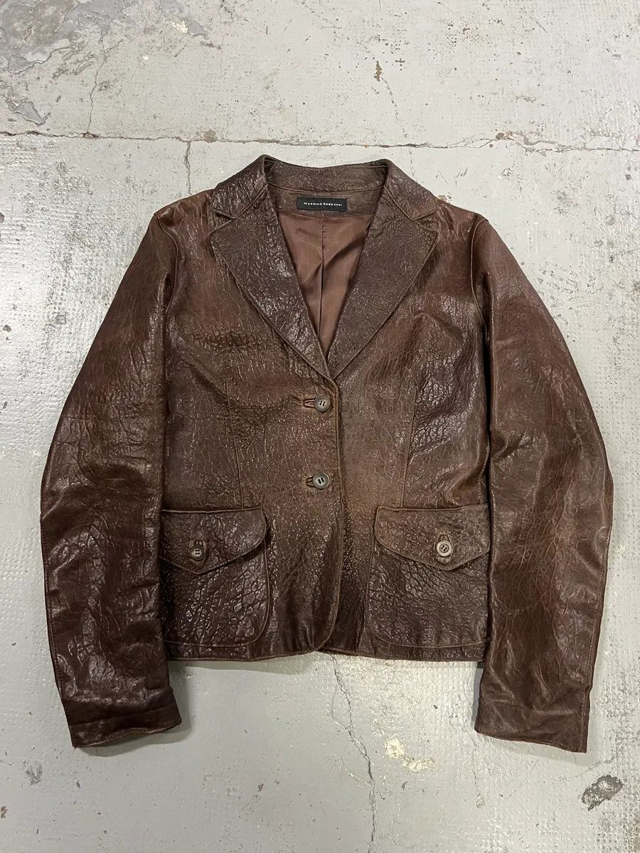 Vintage 1990s Massimo Rebecchi Textured Brown Leather Blazer Jacket Size US S / EU 44-46 / 1 - 1 Thumbnail