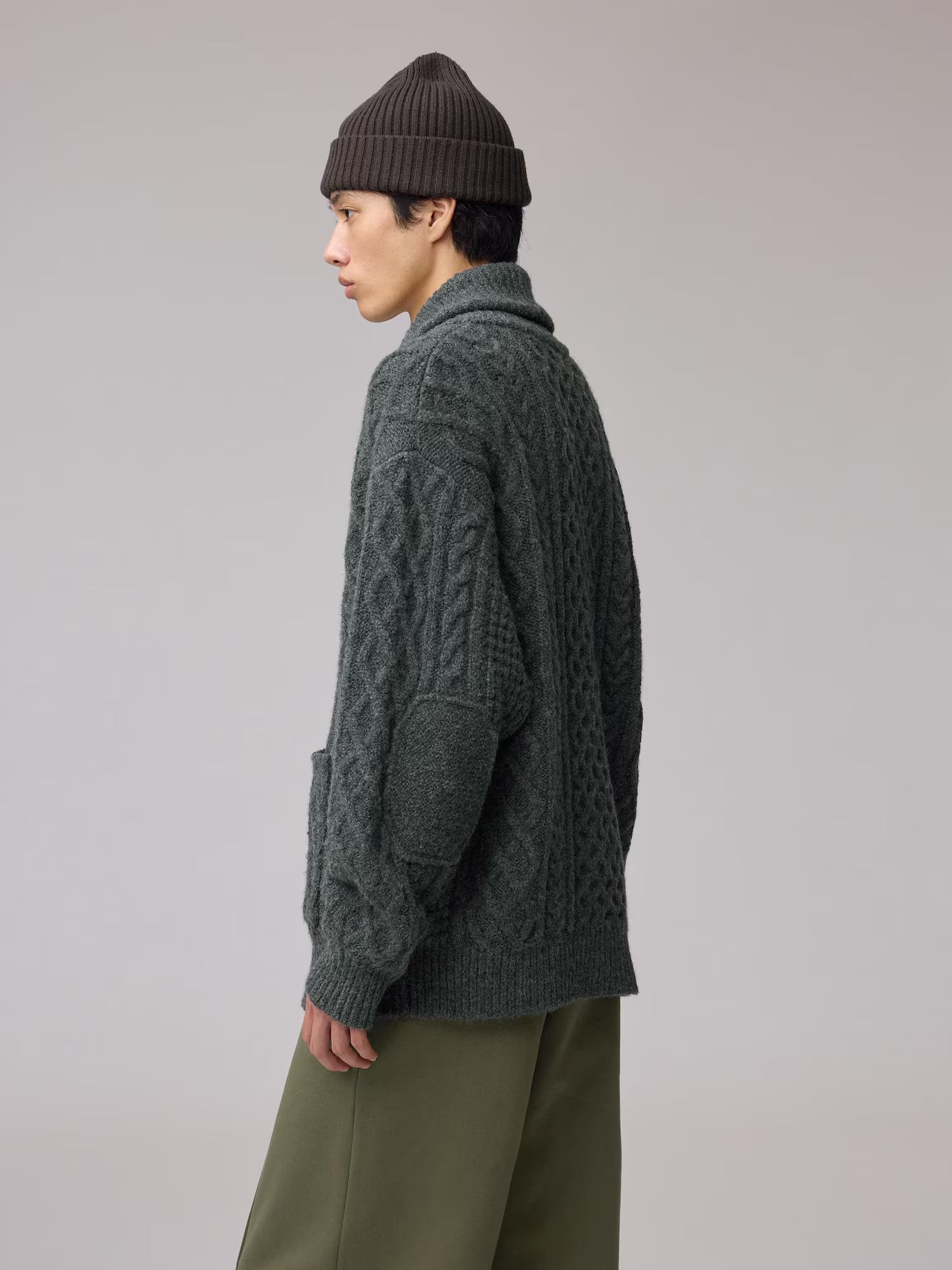 GU GU Engineered Garments Cable Shawl Cardigan Gray Size XL Size US XL / EU 56 / 4 - 5 Thumbnail