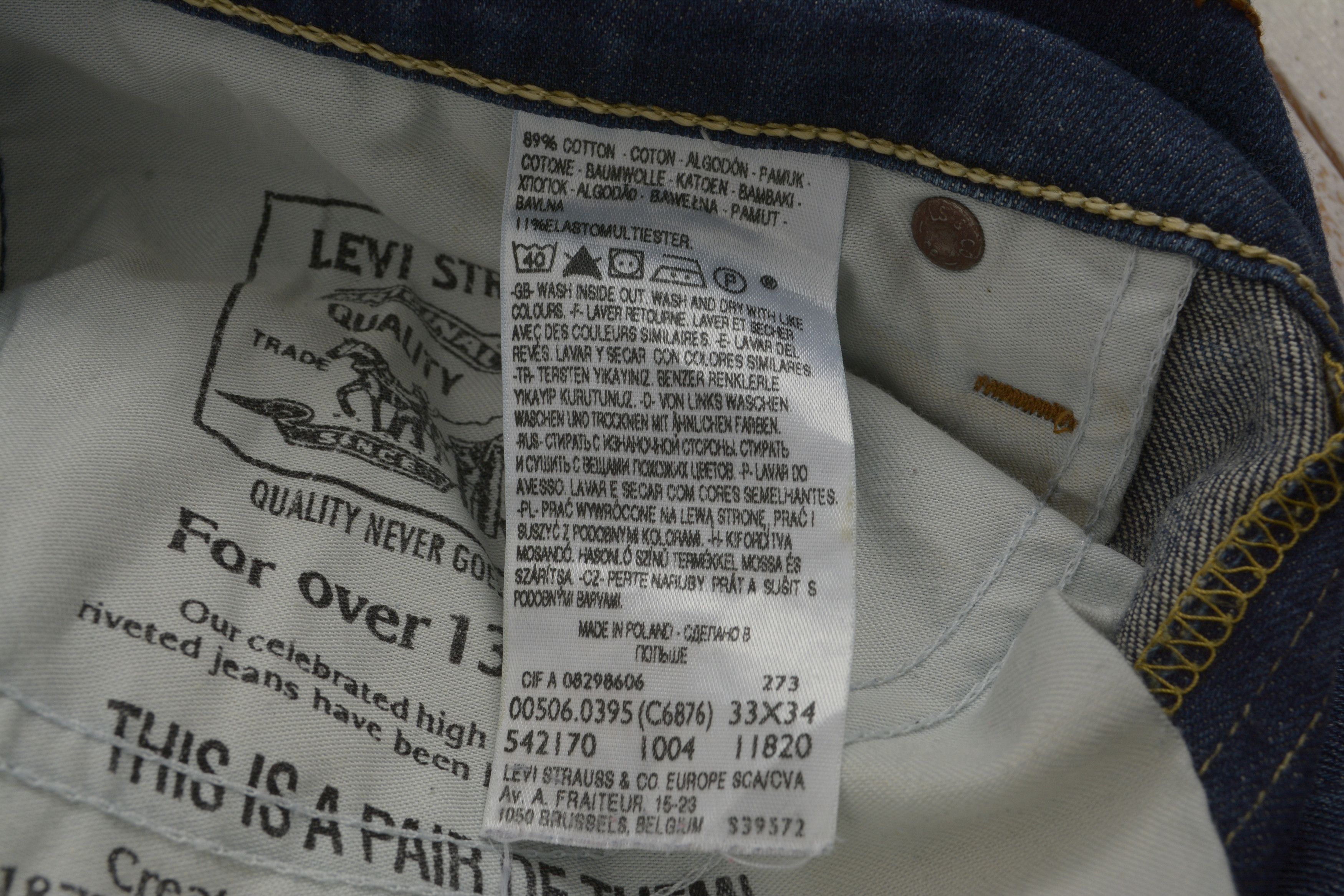 Levi's Vintage 506 Standard 2004 Men's W33 L34 made in Poland Jeans Size US 33 - 5 Thumbnail