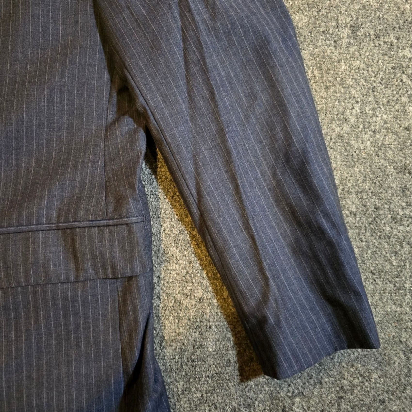 Saks Fifth Avenue Saks Fifth Avenue Jacket Blazer Mens 42R Blue Pinstripe Wool Stretch Two Button Career Size 42R - 6 Thumbnail