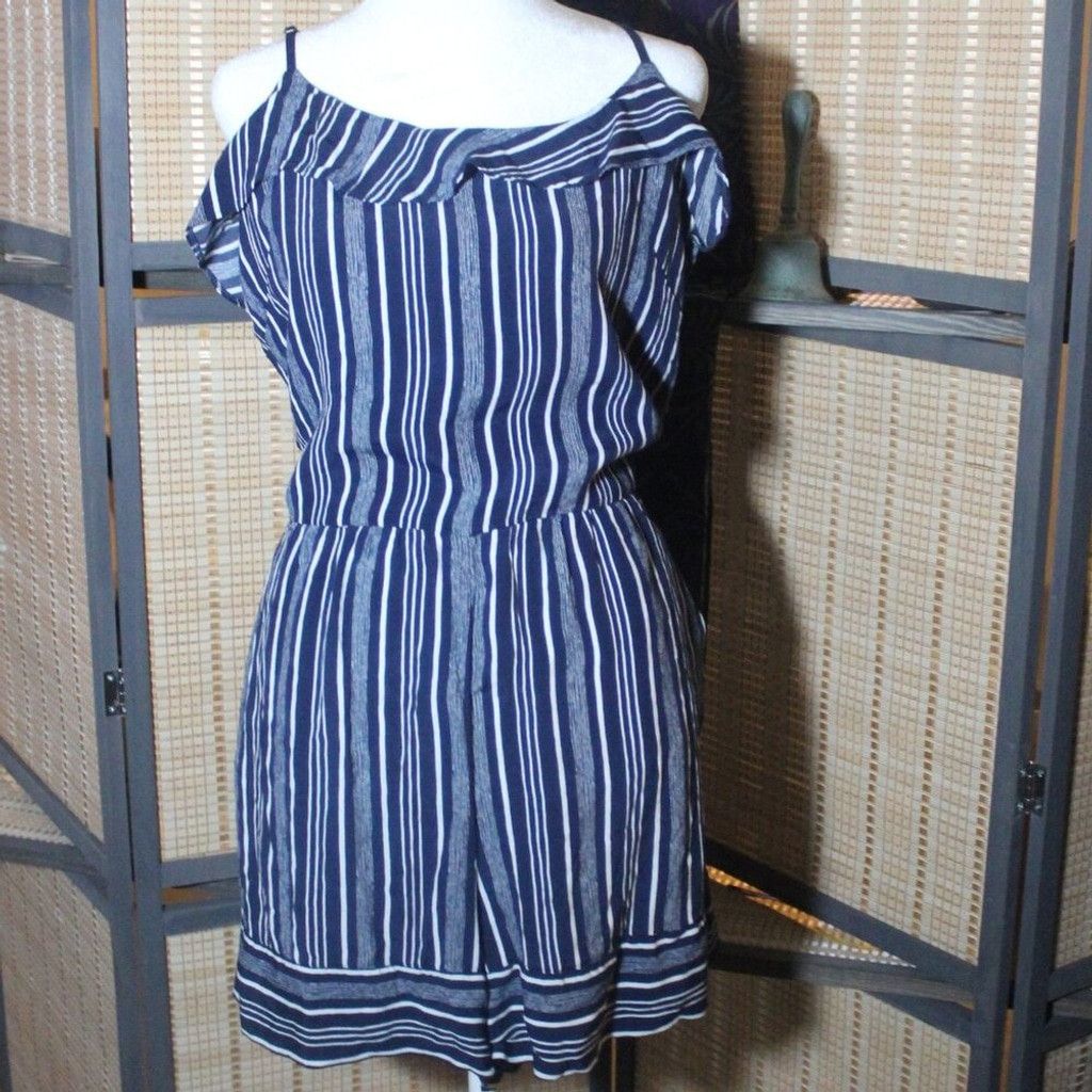 Loft LOFT Navy & White Striped Shortie Romper Size 34" / US 12 / IT 48 - 1 Thumbnail