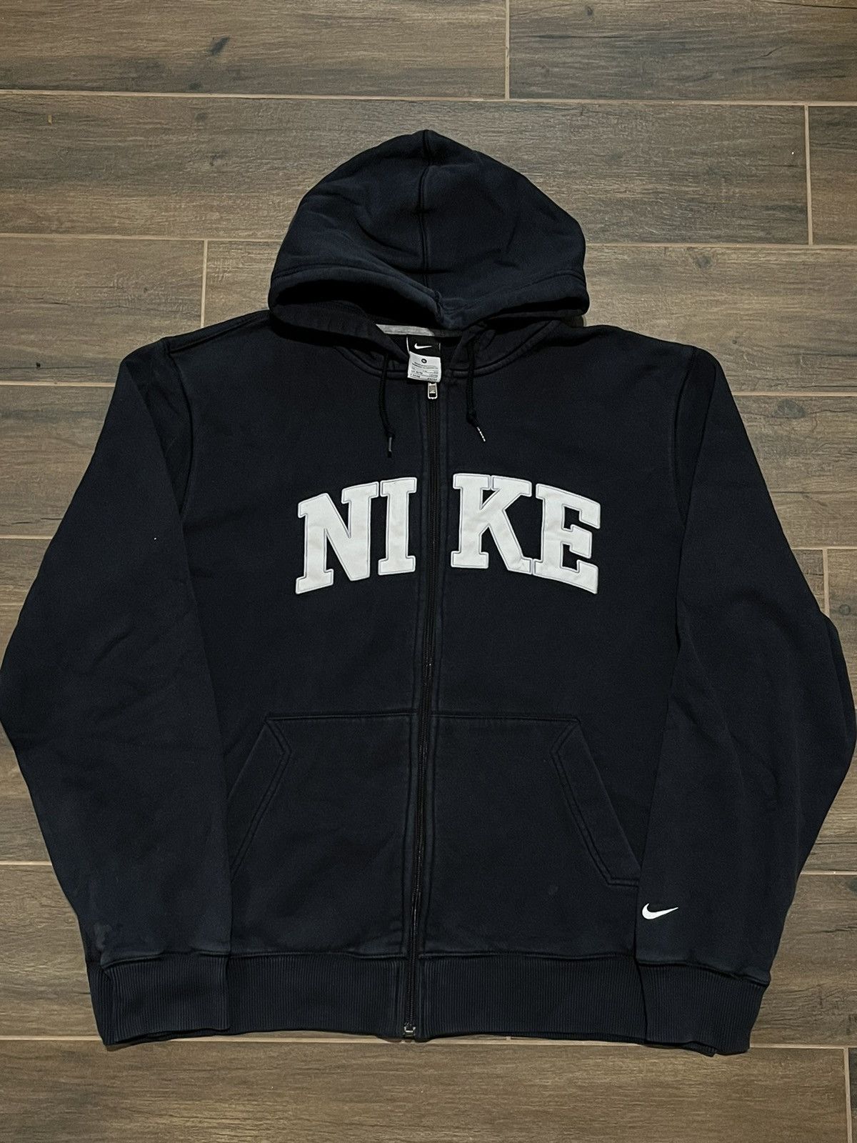 Nike × Vintage 00s Nike Vintage Big Logo Oversize Zip Hoodie Size US XL / EU 56 / 4 - 2 Thumbnail