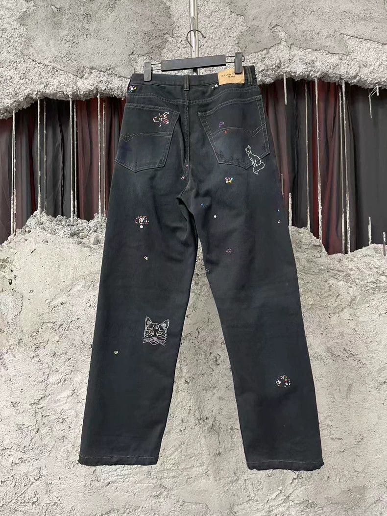 Balenciaga Balenciaga size S Do Old Rhinestone Cat Graffiti Jeans Size US 27 - 2 Thumbnail