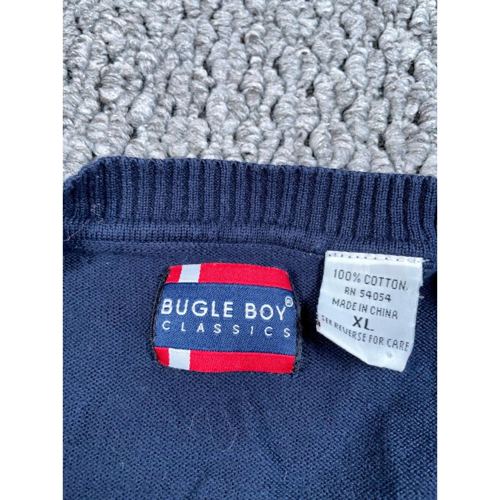 Bugle Boy VINTAGE Bugle Boy Sweater Men XL Blue American Flag Snowflake Pattern Lightweight Cotton Crew Neck Oversized Pullover Retro Size US XL / EU 56 / 4 - 3 Thumbnail