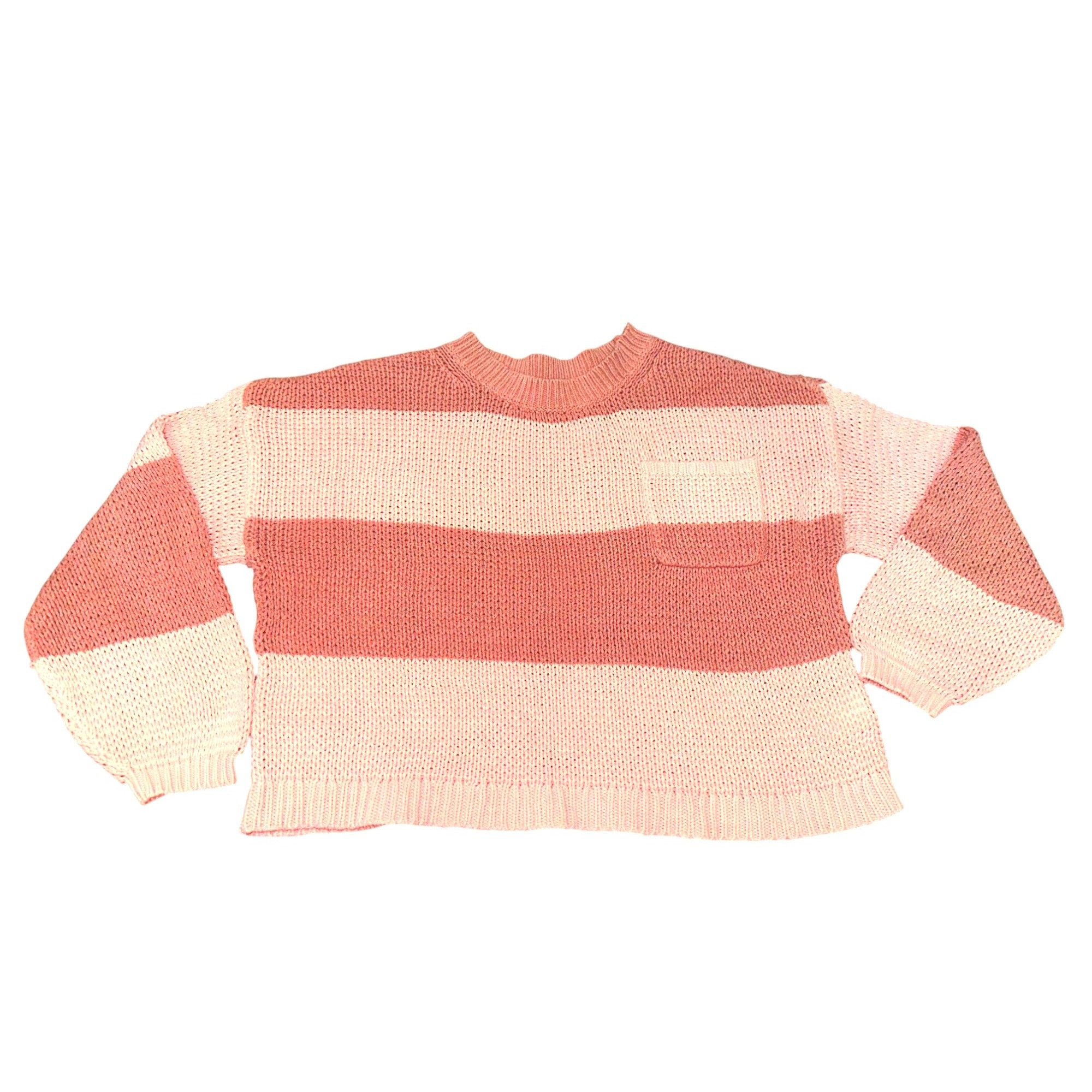 American Eagle Outfitters American Eagle Striped Knit Long Sleeve Sweater Pink Brown C Size S / US 4 / IT 40 - 9 Thumbnail