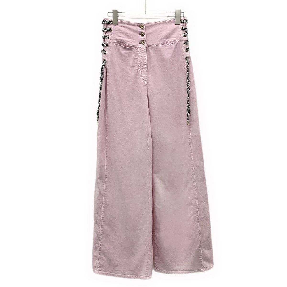 Chanel Chanel Pink Side Woven Tie Straight-leg Denim Pants K26WX Size 25" / US 0 / IT 36 - 1 Thumbnail