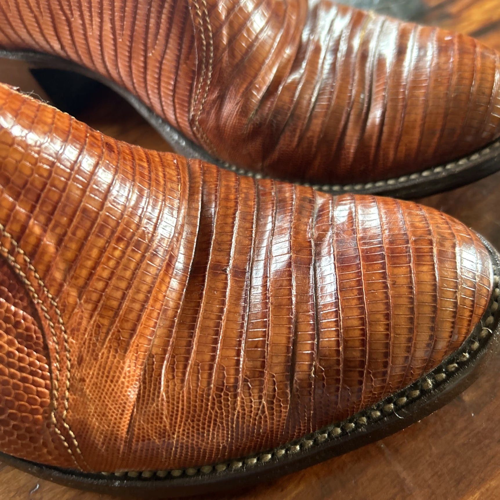 Skin Nacona Boots Lizard Skin Western Cowboy Boot Size 5.5 Congac Leather Women’s Unisex Adults Size US 5.5 / IT 35.5 - 2 Thumbnail