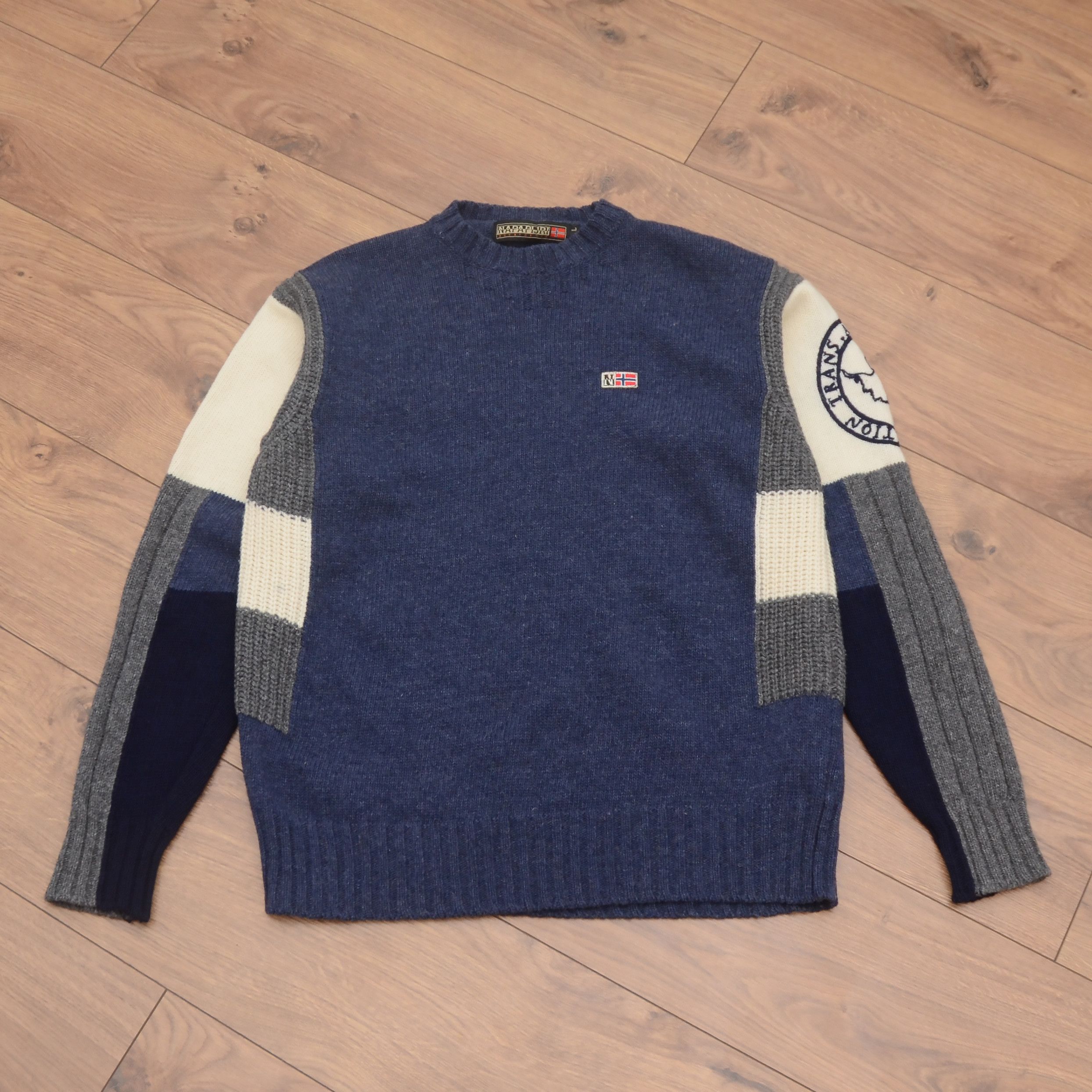 Napapijri Vntg Napapijri Sweater Wool Flags Trans Atlantic Expedition Size US L / EU 52-54 / 3 - 5 Thumbnail