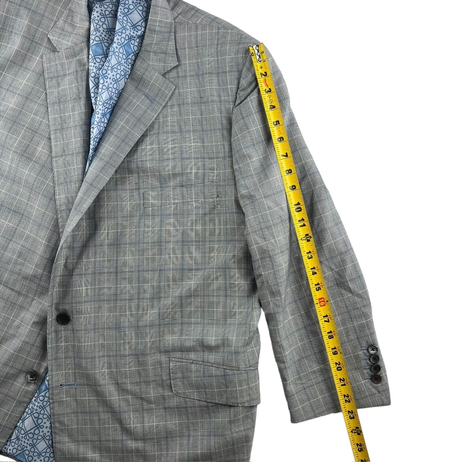 Holland & Sherry NEW Tom James x Holland & Sherry Gray Windowpane Plaid Suit• Size 50S - 7 Thumbnail
