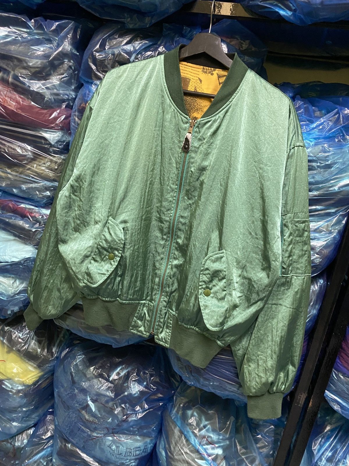 Japanese Brand Vintage Reversible Zodiac Bomber Graphic Yellow Newspaper Size US L / EU 52-54 / 3 - 10 Thumbnail