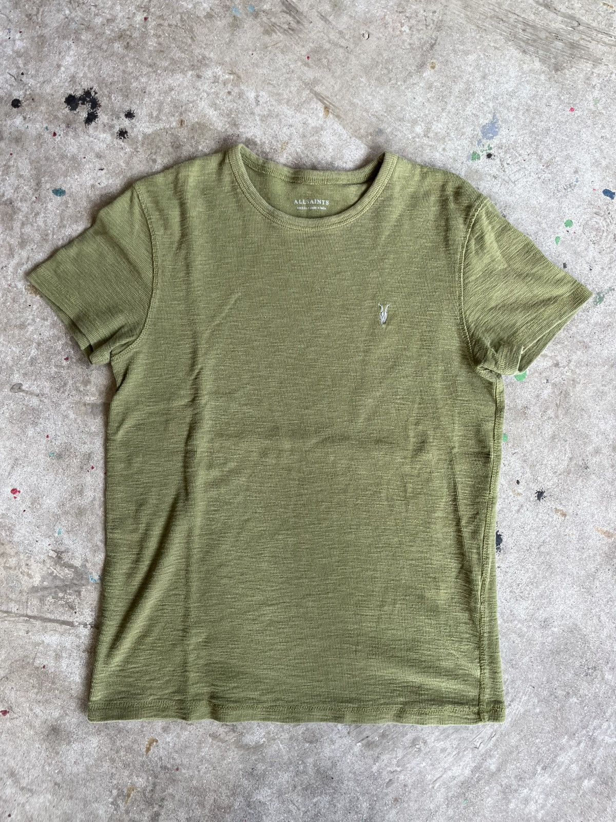 Allsaints Allsaints Green Knit Tee Embroidered Logo Size US S / EU 44-46 / 1 - 1 Thumbnail