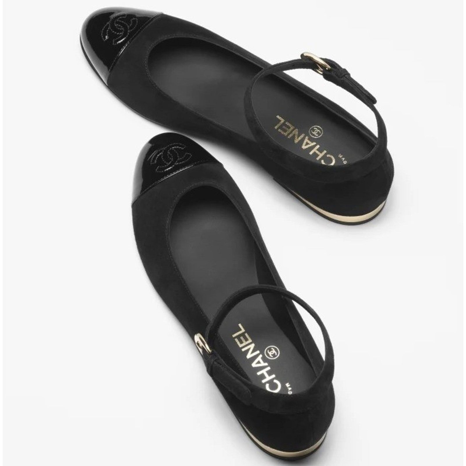 Chanel Chanel Black Suede Patent CC Mary Jane Flat 40 Size US 9 / IT 39 - 14 Thumbnail