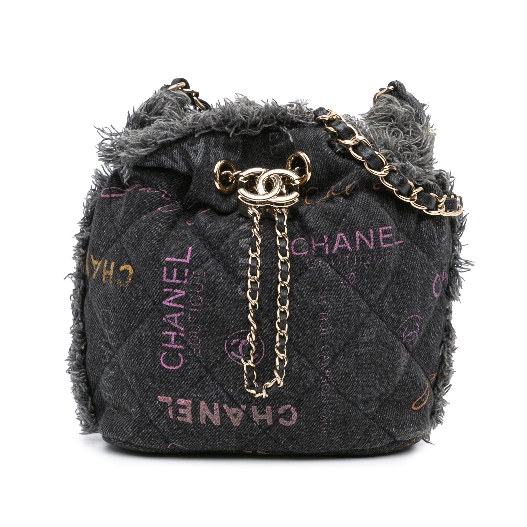 Chanel Chanel Small Denim Mood Bucket with Chain Gray Size ONE SIZE - 1 Thumbnail