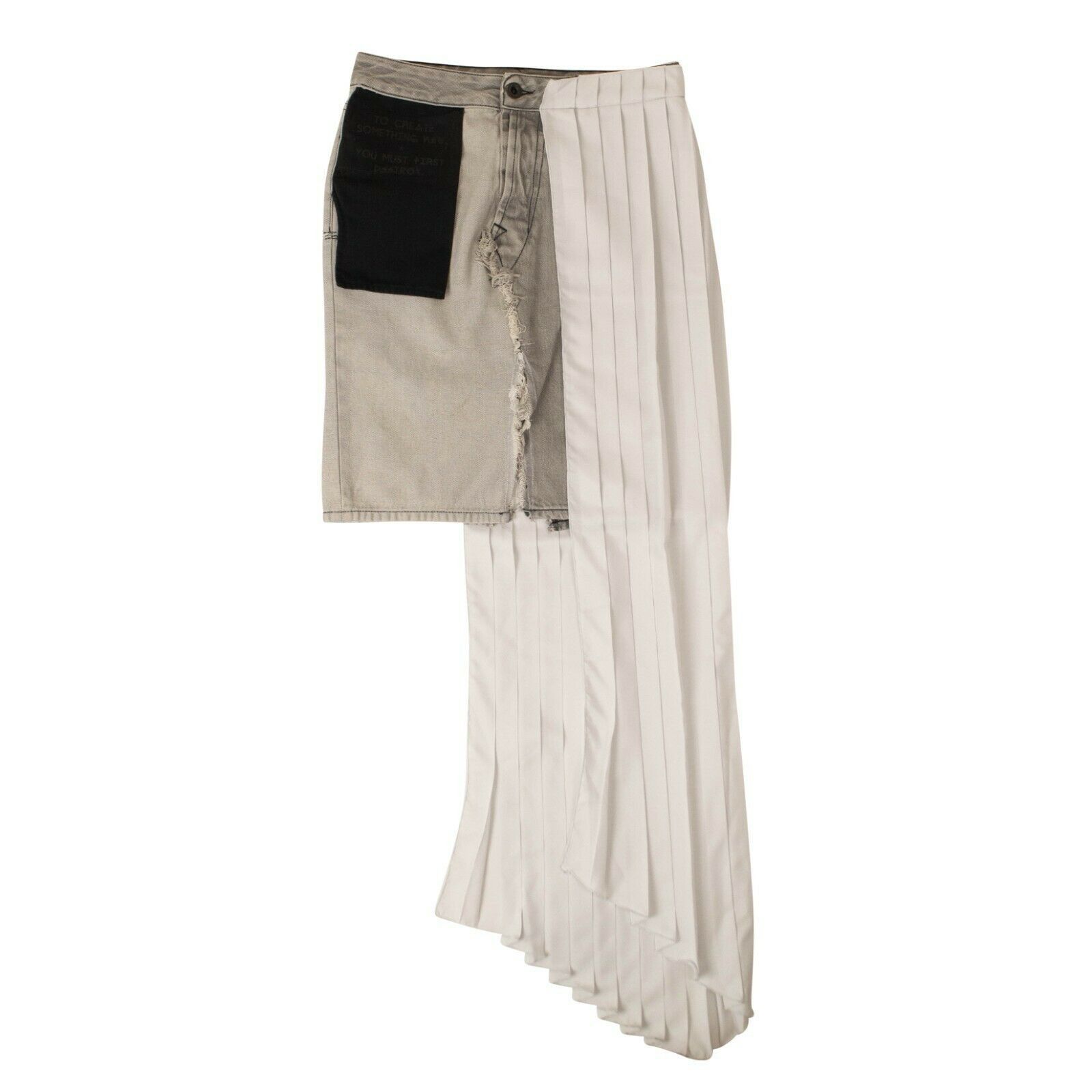 image of Unravel Project Denim/white Asymmetric Panel Jean Skirt Size 24, Women's