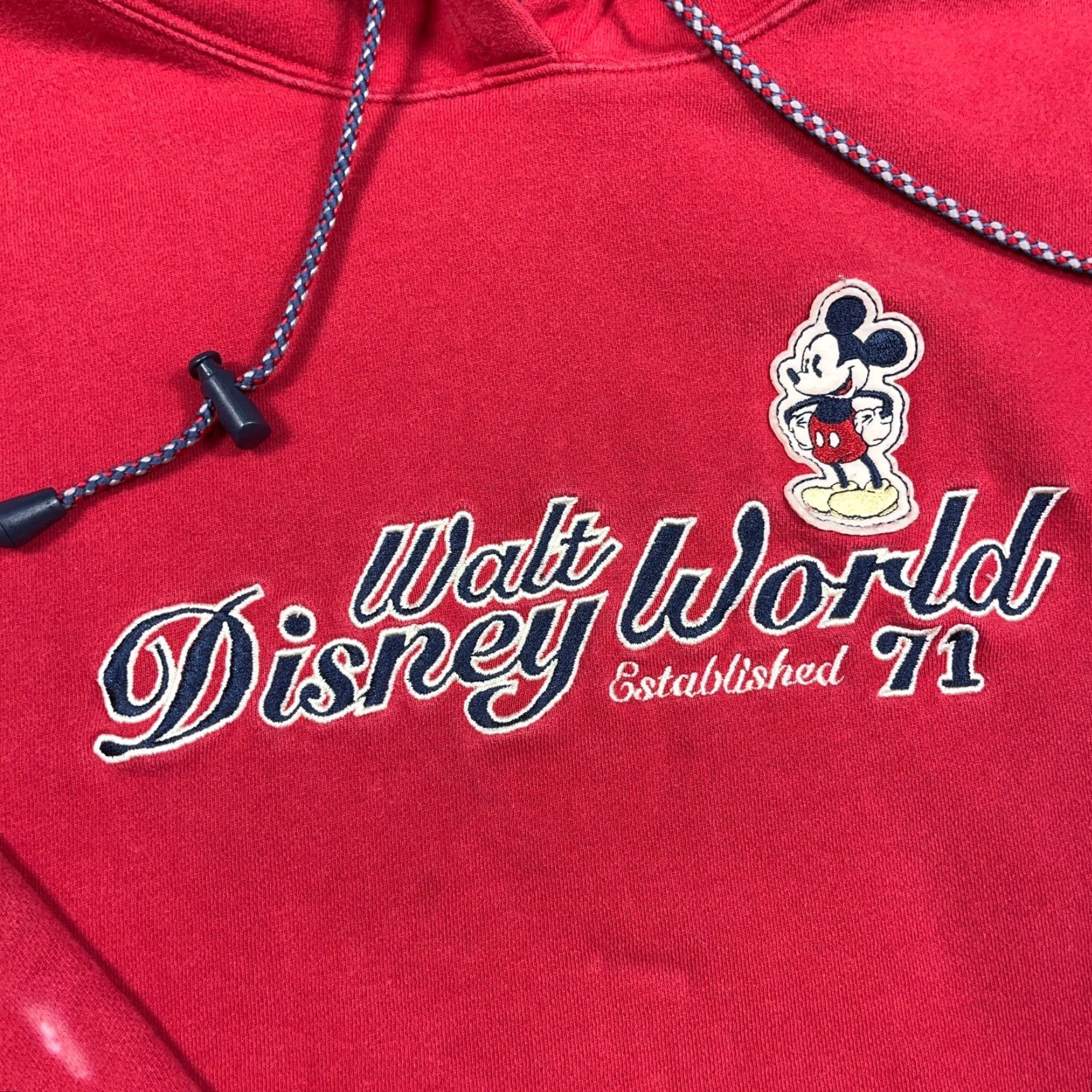 Disney VINTAGE Disney Hoodie Mens XL Red Mickey Mouse Embroidered Graphic Print Pullover Sweatshirt Size US XL / EU 56 / 4 - 4 Thumbnail