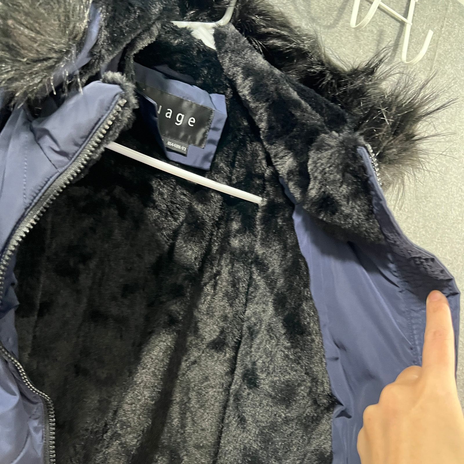 Other Nuage Faux Fur Lined Quilted Parka Navy Womens Jecket Size L / US 10 / IT 46 - 4 Thumbnail