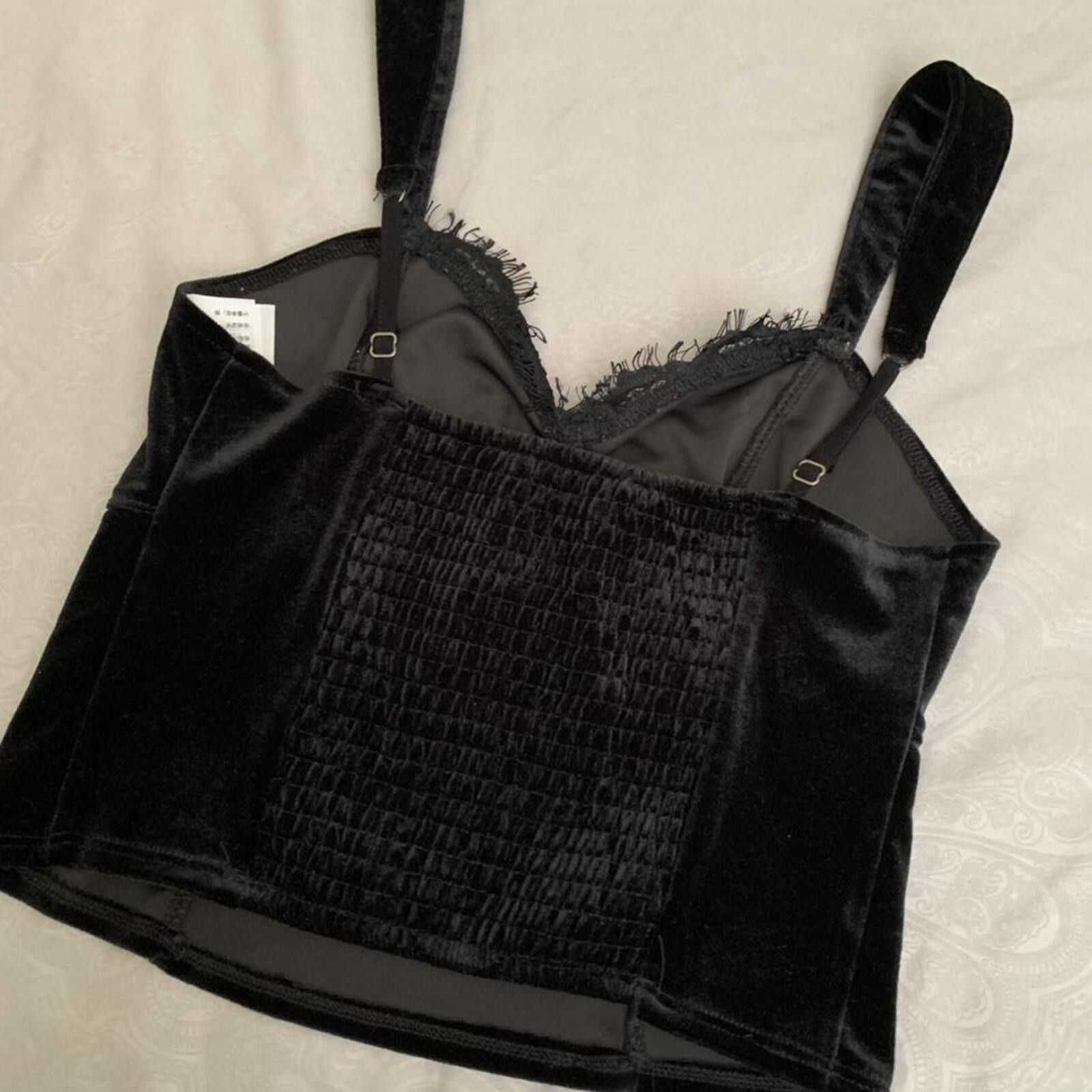 Abercrombie & Fitch Velvet corset lace trim stretchy crop top Size S / US 4 / IT 40 - 2 Thumbnail