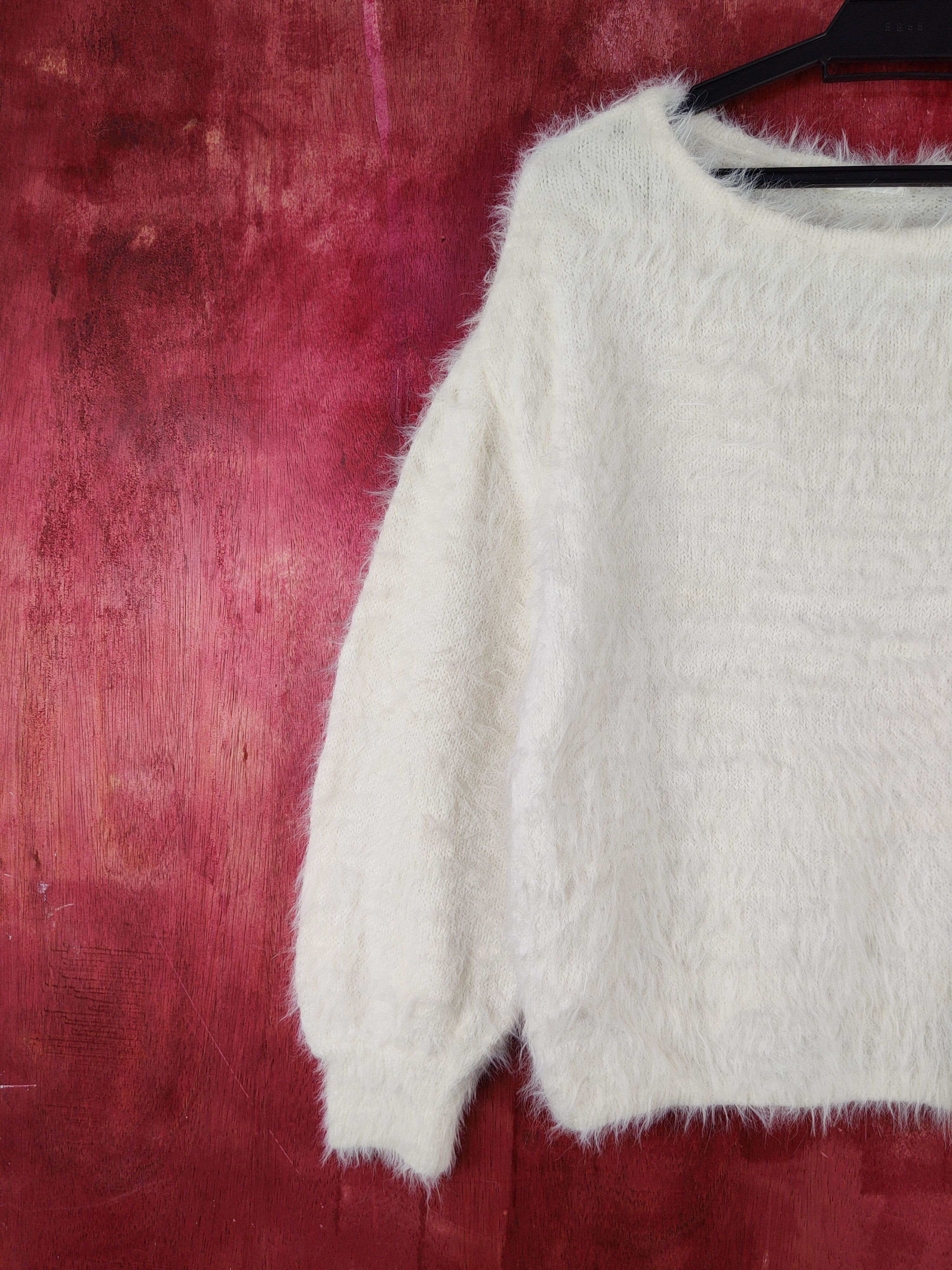 Homespun Knitwear Glacier Ivory Shag Shaggy Fur Mohair Knitwear #S2081 Size M / US 6-8 / IT 42-44 - 3 Thumbnail