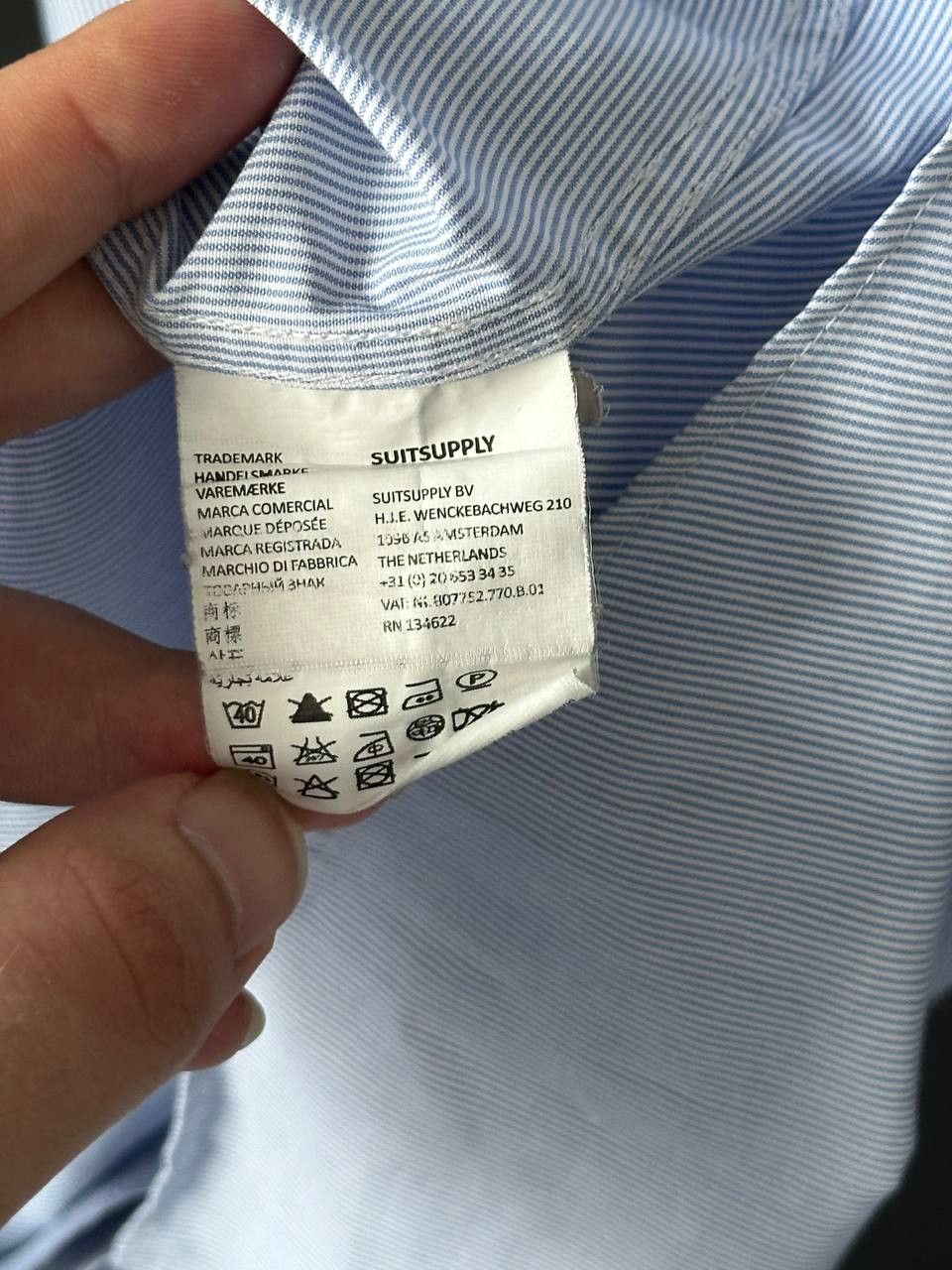 Suitsupply Suitsupply TRAVELLER Blue Cotton Striped Shirt Size US L / EU 52-54 / 3 - 9 Thumbnail