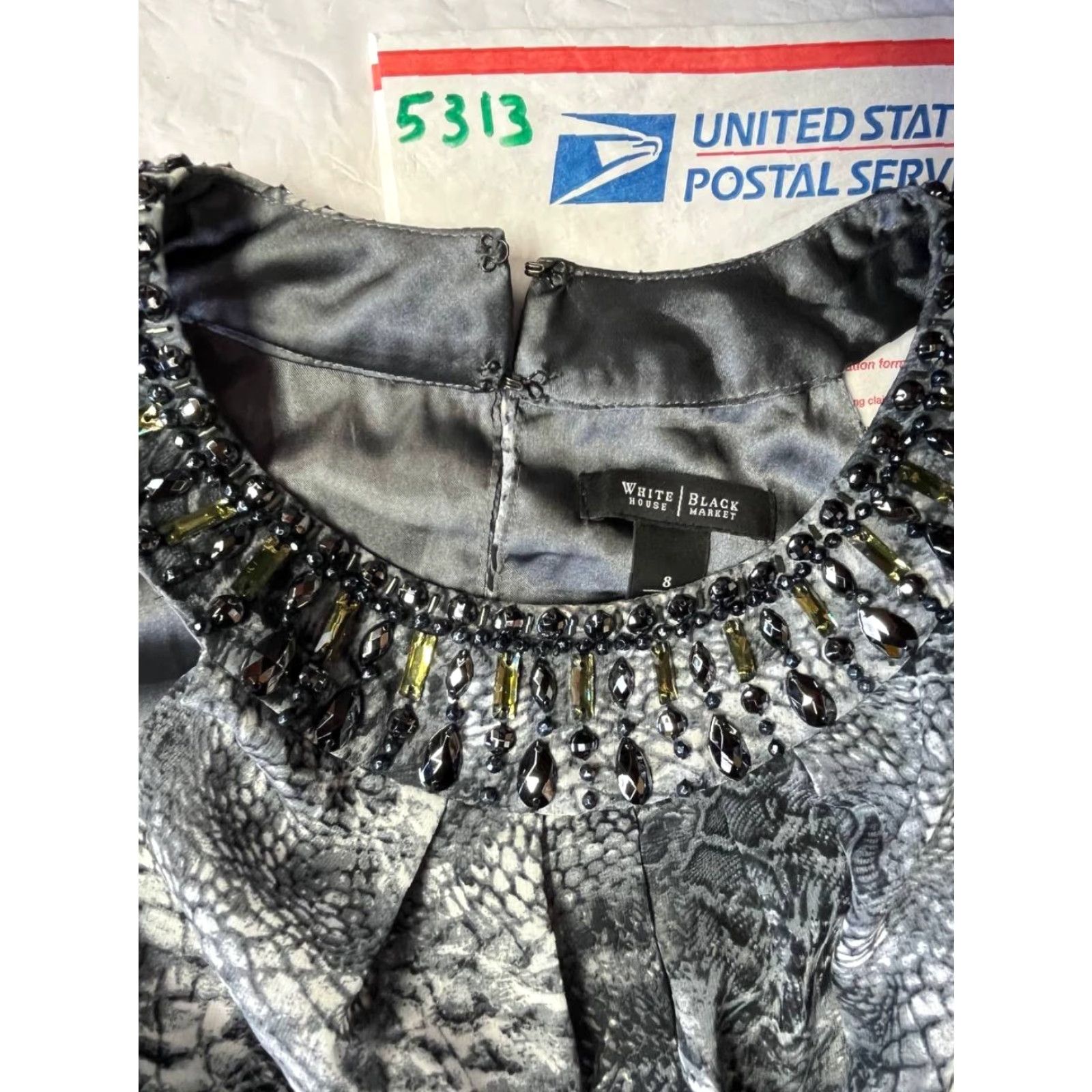 White House Black Market VINTAGE White House Black Market Maxi Dress Sleeveless Paisley Beaded Size 8 Blue/White Womens Size M / US 6-8 / IT 42-44 - 7 Thumbnail