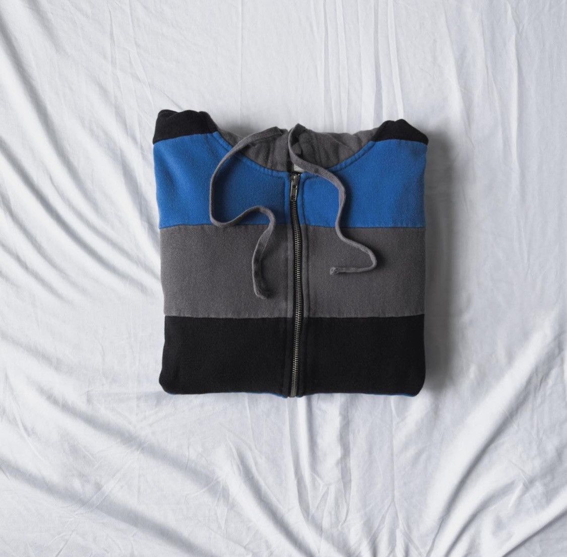 Vintage Vintage Y2K Striped Panel Zip Up Hoodie Blue Grey Black Size US XL / EU 56 / 4 - 3 Thumbnail