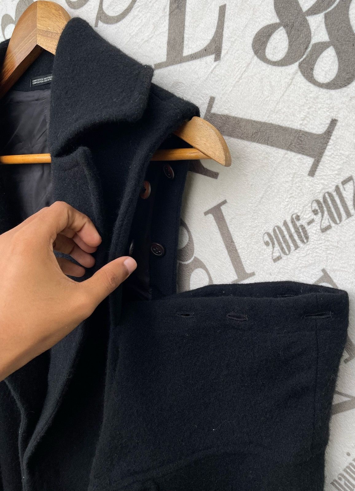 Yohji Yamamoto 🔥 A/W 2009 YOHJI YAMAMOTO WOOL OVER-COAT RARE DESIGN Size US M / EU 48-50 / 2 - 21 Thumbnail